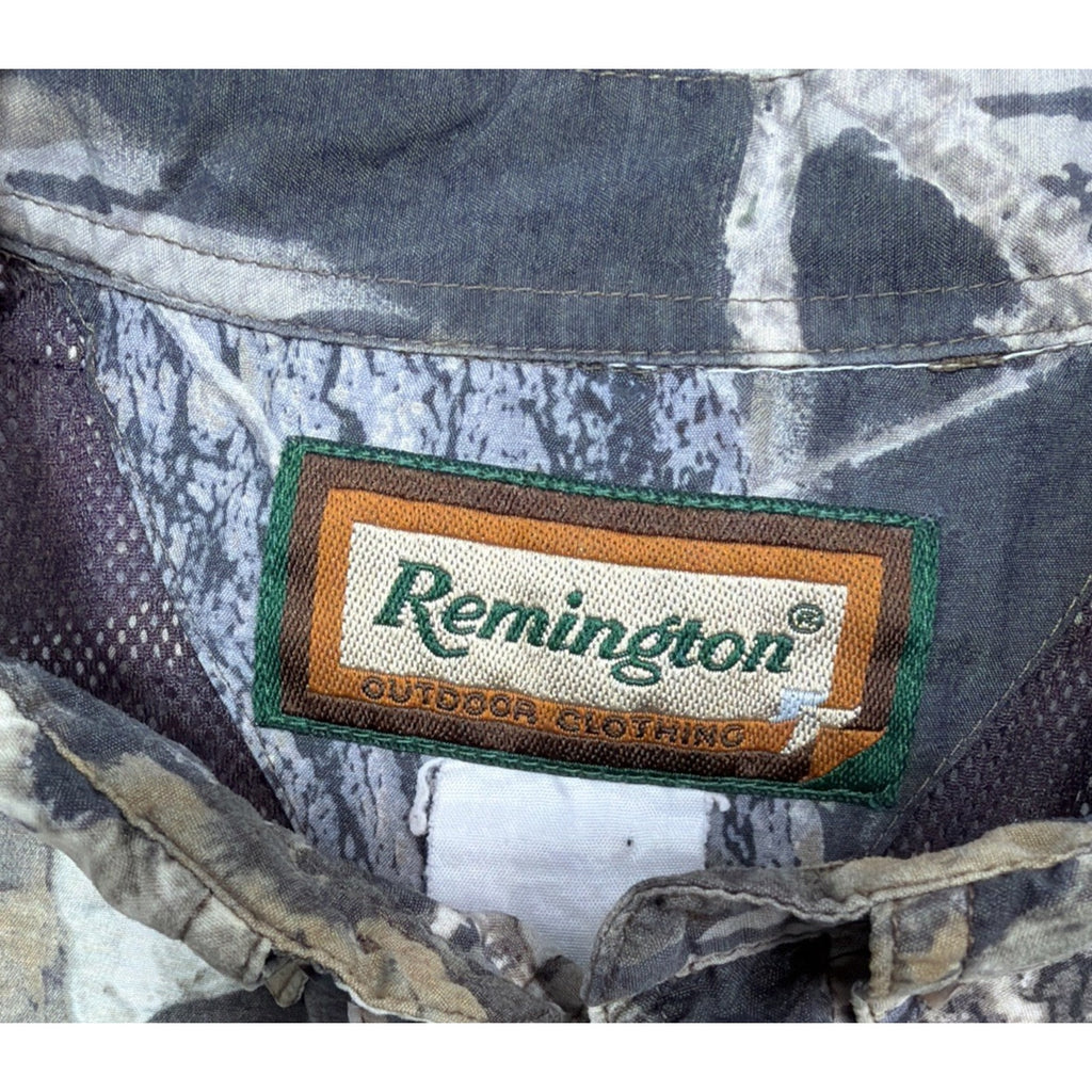 Vintage Remington Shirt Mens L Mossy Oak Break Up Camo Short Sleeve Hunting