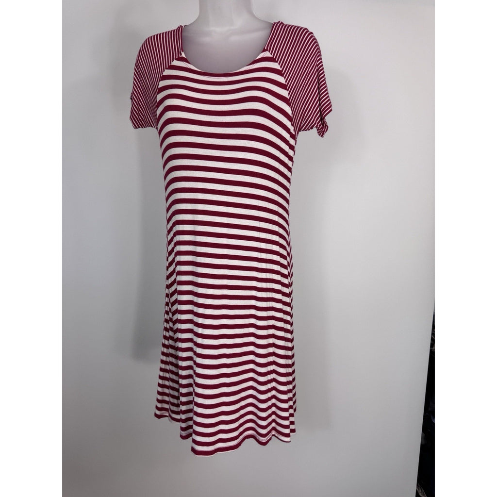 Chico Women's Raglan Short Sleeve Striped T-Shirt Dress Zenana Size Small