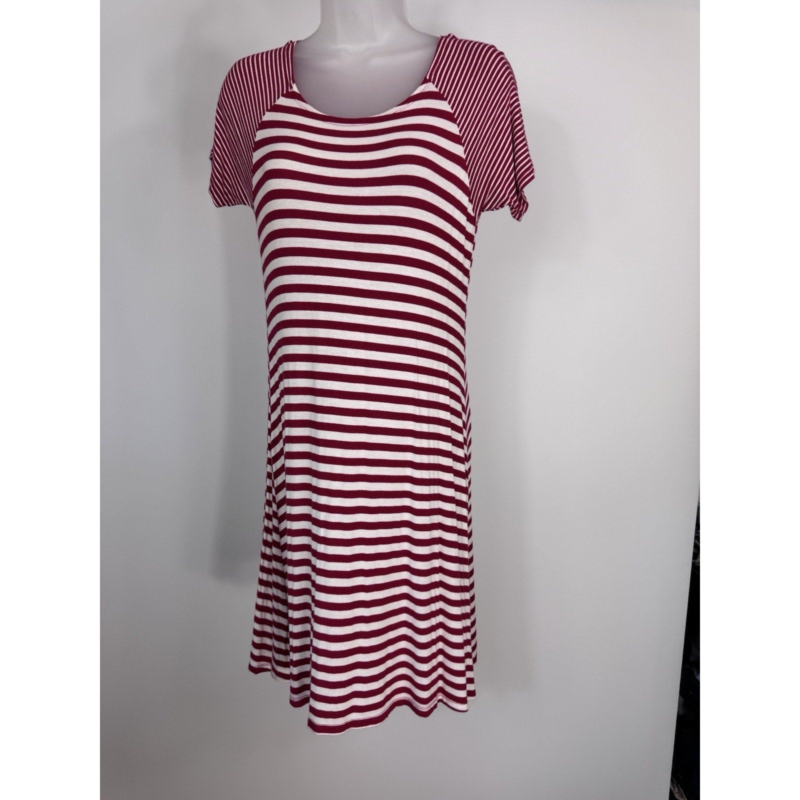 Chico Women's Raglan Short Sleeve Striped T-Shirt Dress Zenana Size Small