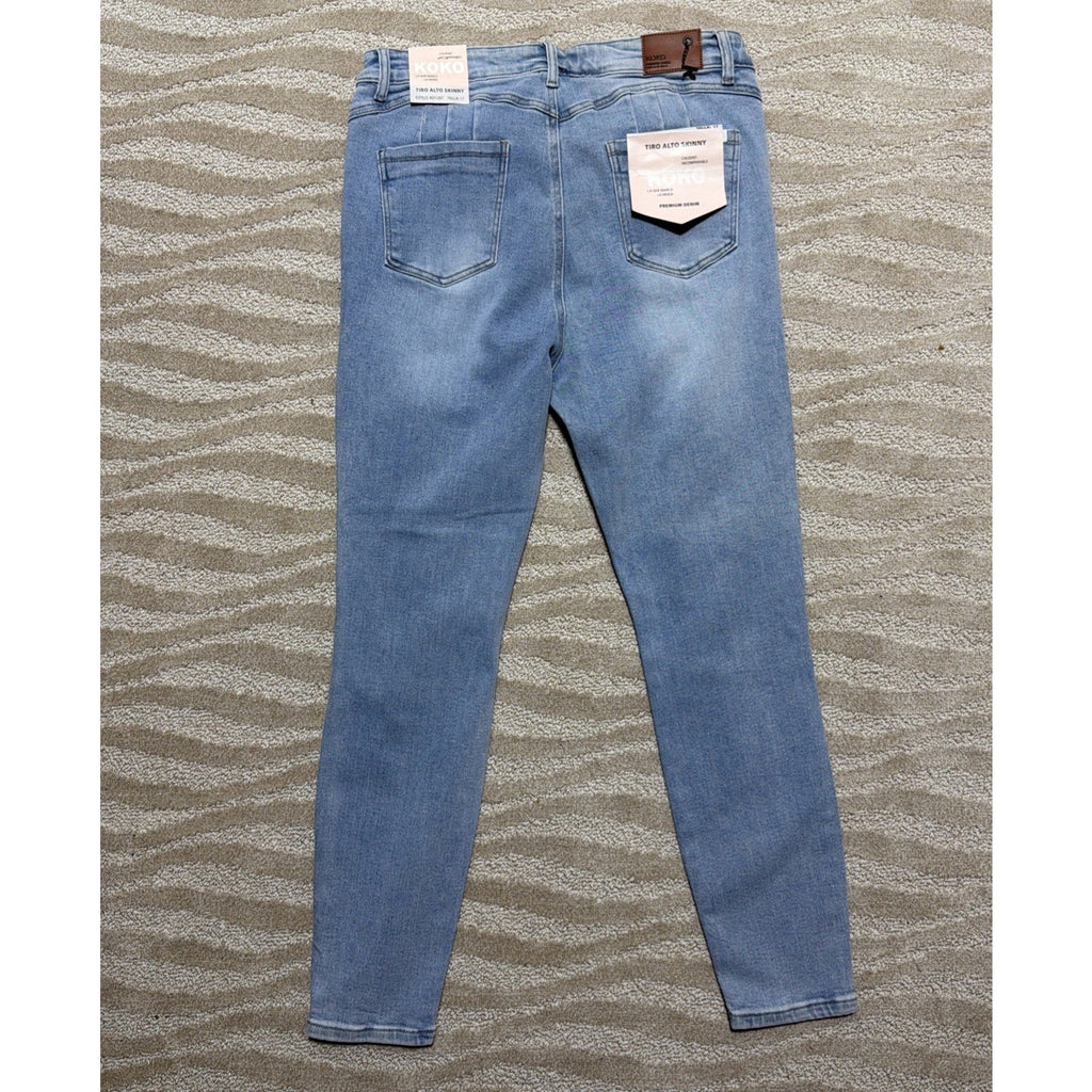 KOKO High Rise Skinny Jeans Womens Size 17 Blue Denim Juniors Distressed