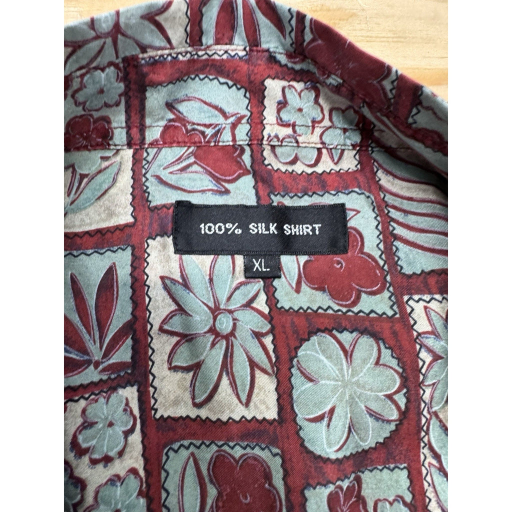 AOP Island Republic 100% Silk A Declaration of Style Button-Down Tee Men's XL