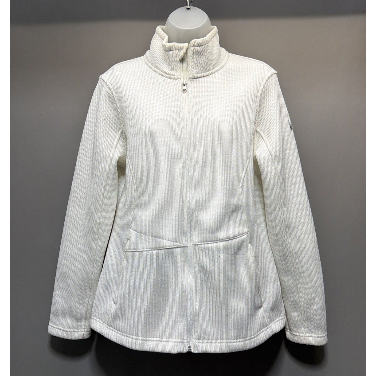 Spyder Women’s White Endure Full Zip Jacket knit Fleece silver spider Size: L