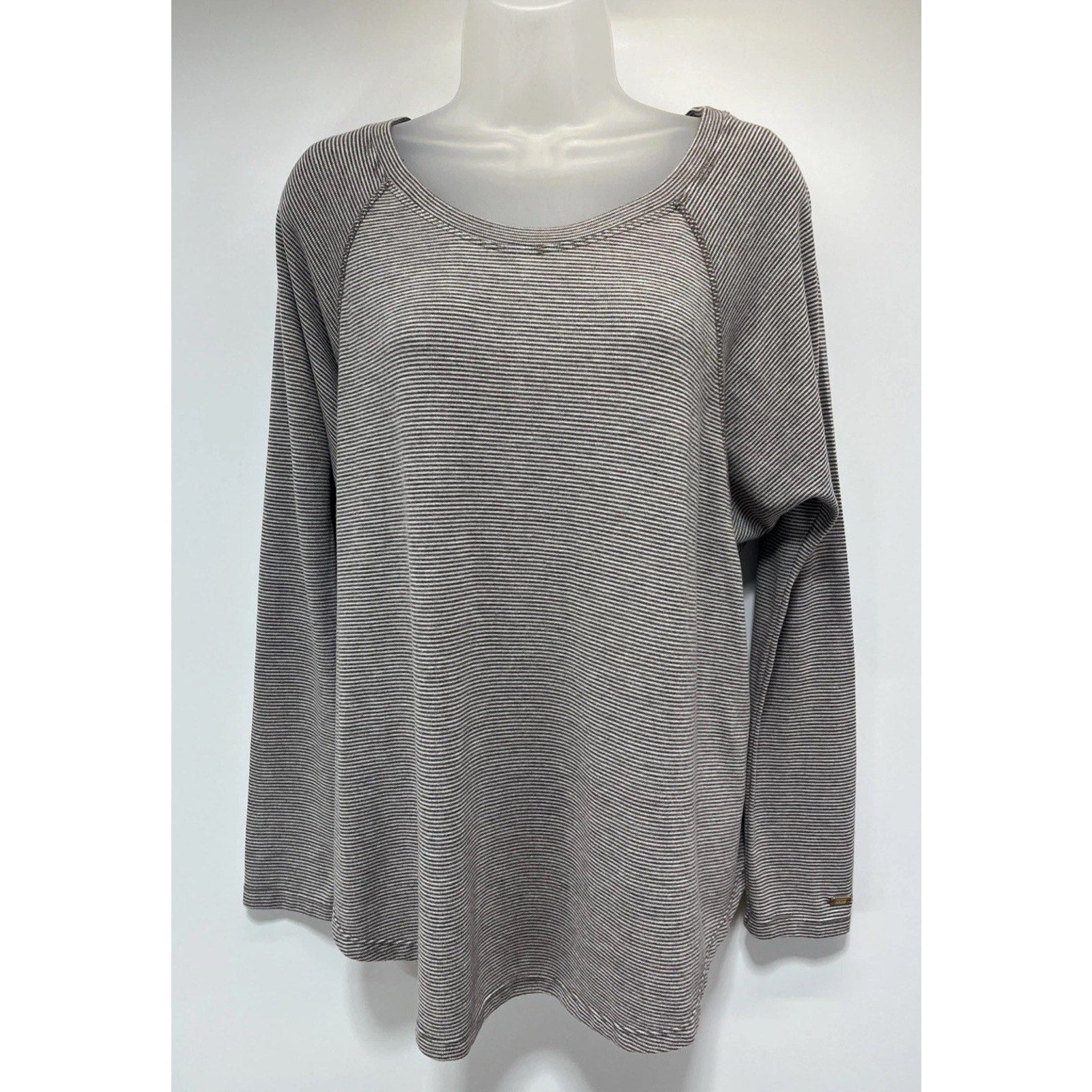 Tommy Hilfiger Sport Oversized Long Sleeve Gray Stripe Size Small