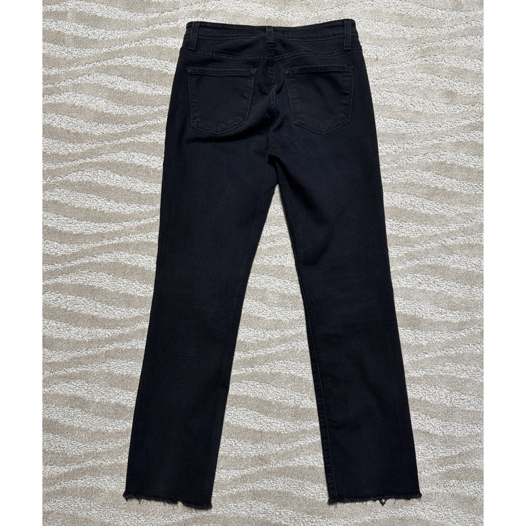 Flying Monkey Womens Mid Rise Slim Straight Jeans 25 Black Stretch Denim Raw Hem