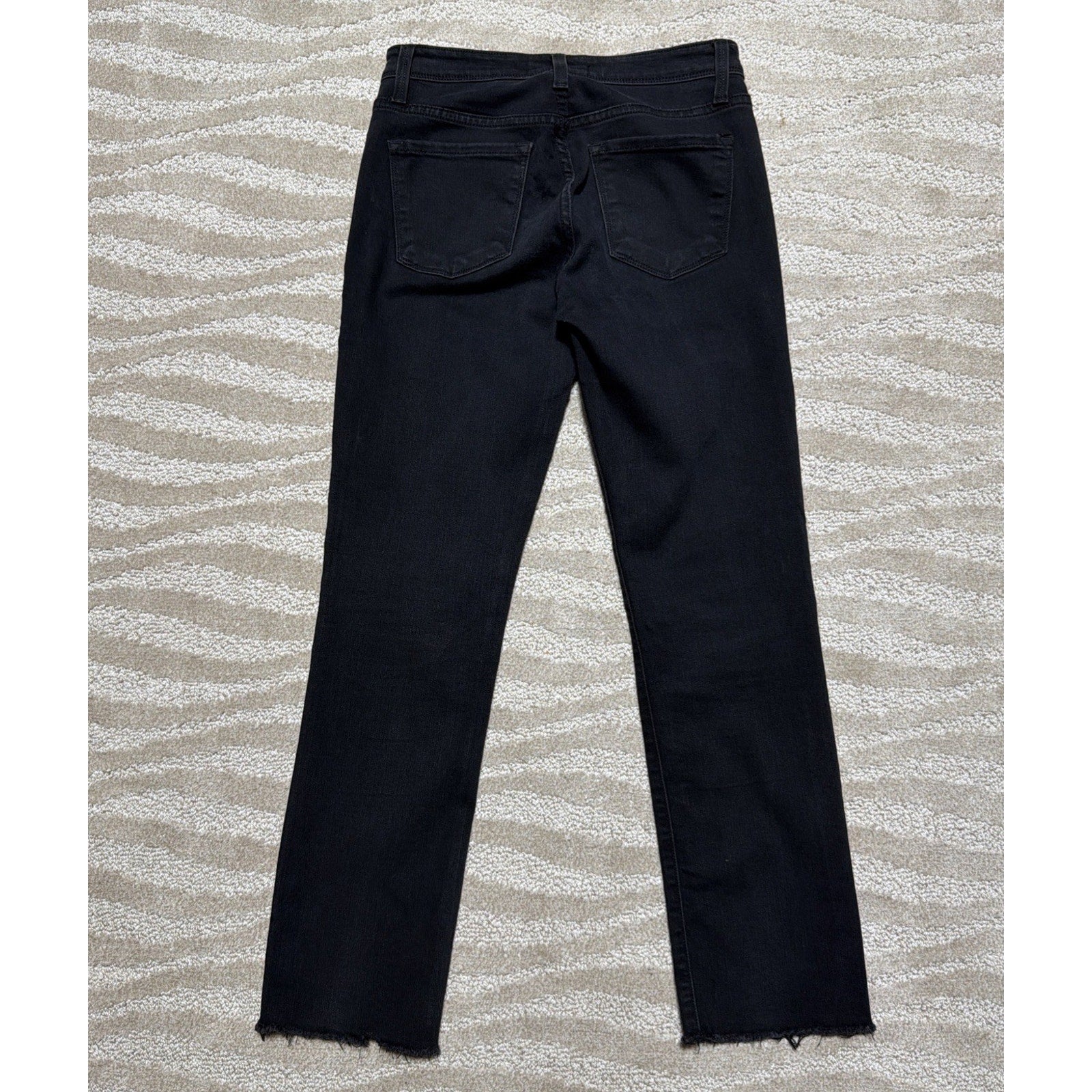 Flying Monkey Womens Mid Rise Slim Straight Jeans 25 Black Stretch Denim Raw Hem
