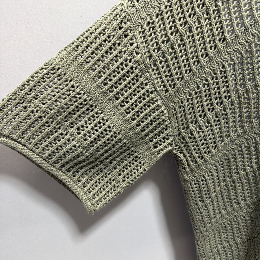 Aerie Crochet Short Sleeve Oversized Sweater Green Size Small NWT
