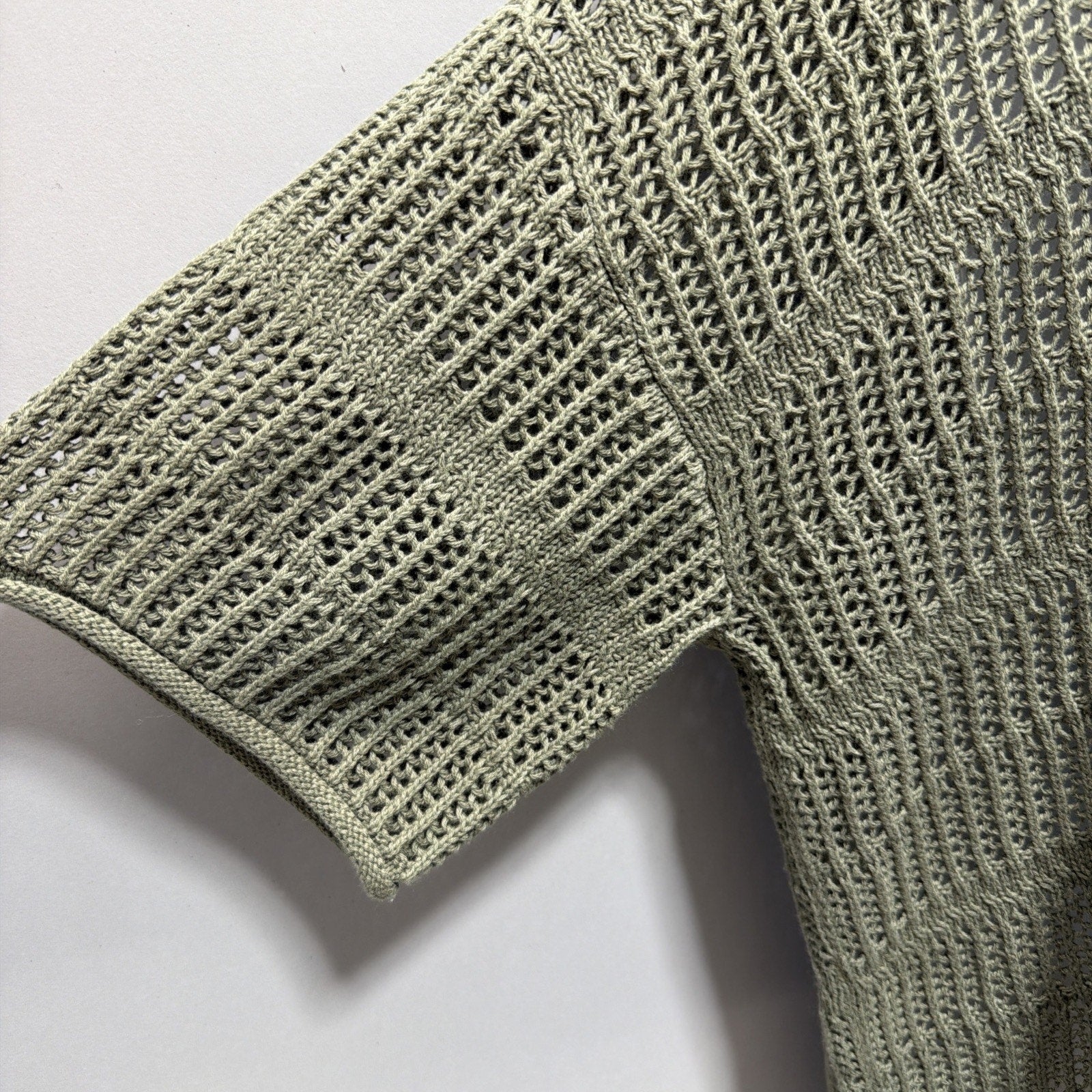 Aerie Crochet Short Sleeve Oversized Sweater Green Size Small NWT