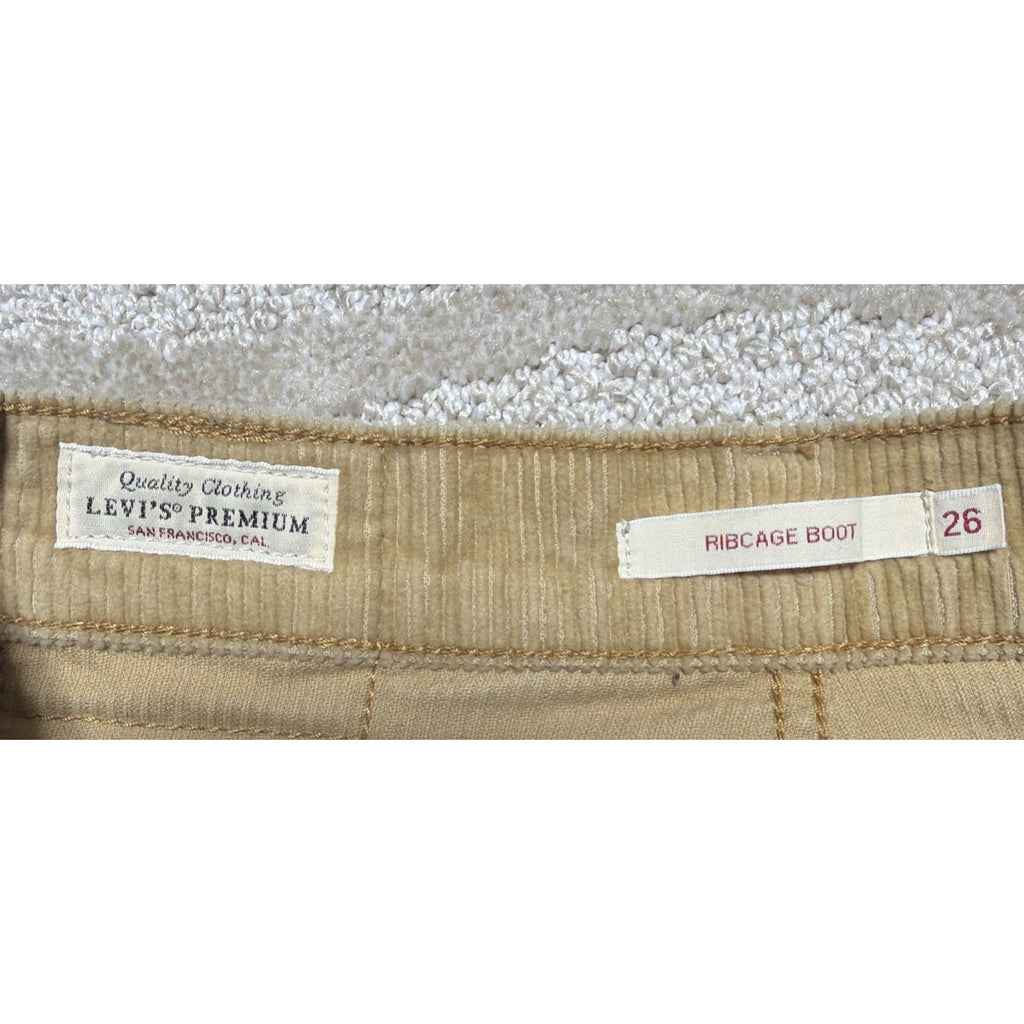 Levi’s Womens Premium Big E White Tab Ribcage Bootcut Corduroy Pants 26 Mint Con