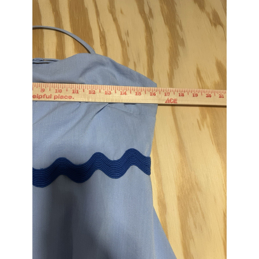 Womens Light Blue Boho Midi Dress S Spaghetti Strap Ruffle Hem Summer Beach New