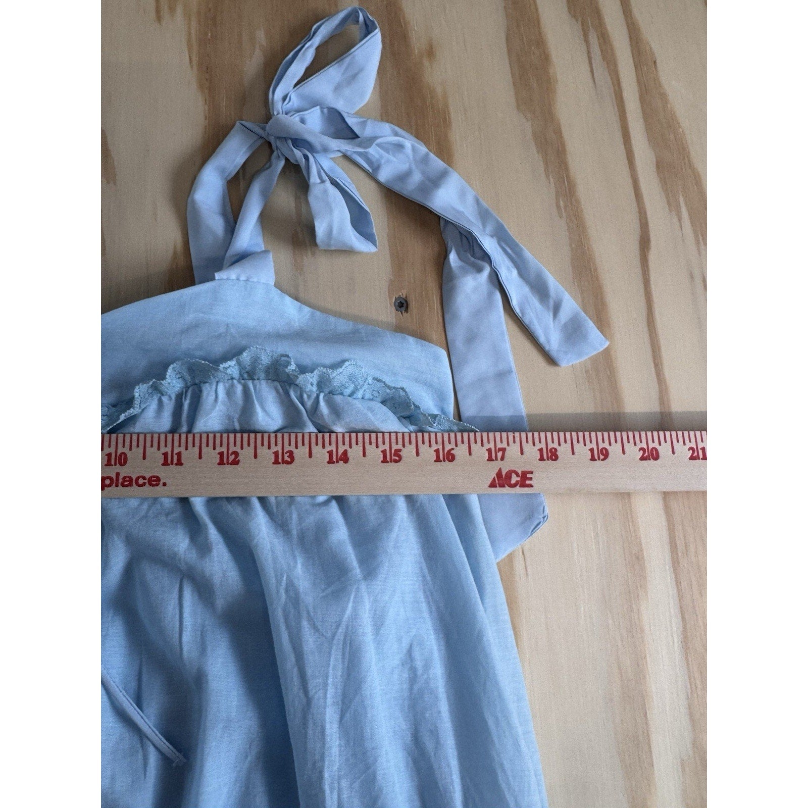Cider Blue Eyelet Babydoll Mini Dress Tie Shoulder Cottagecore NWT Women M