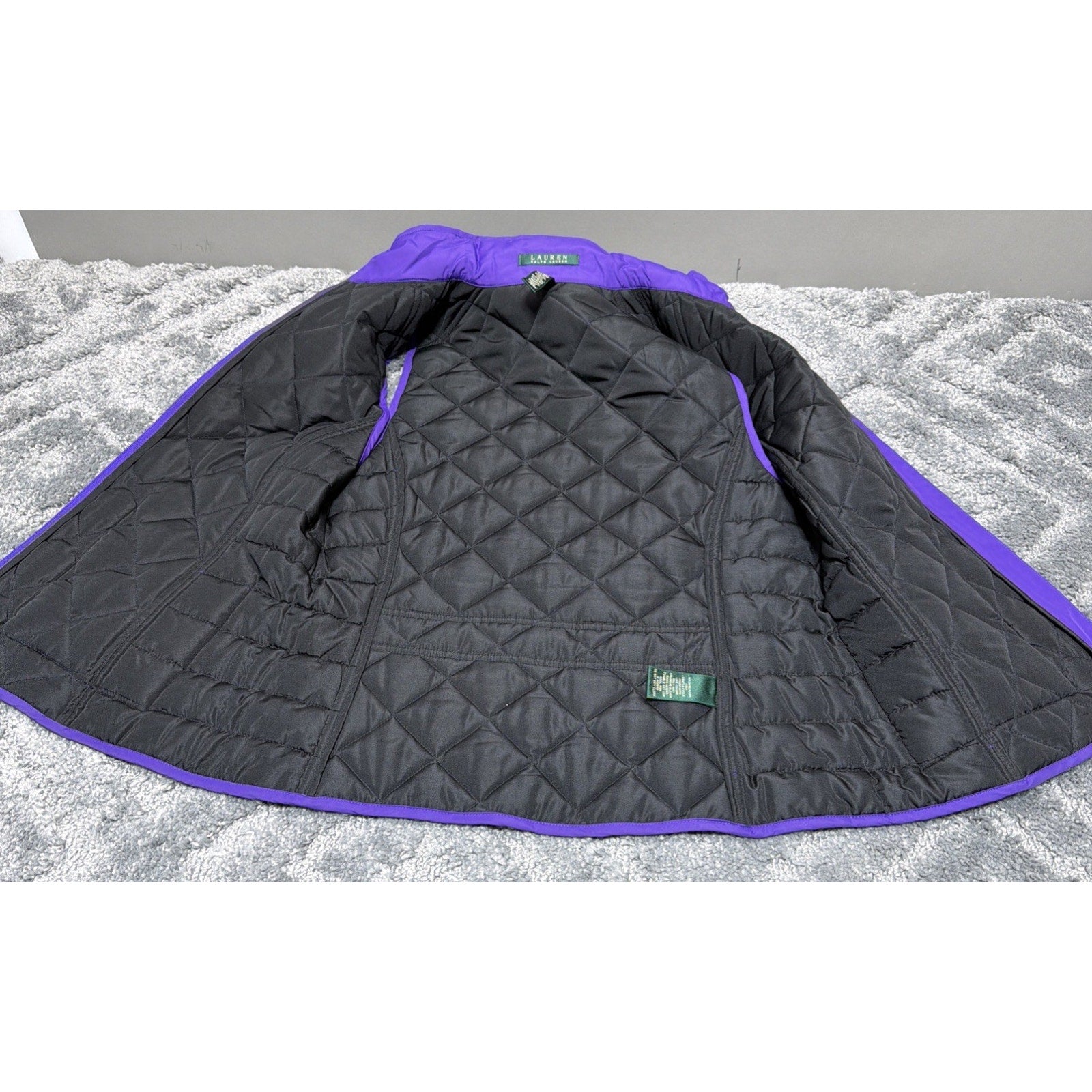 Womens Lauren Ralph Lauren Purple Quilted Vest Full Zip Size M Outdoor Causal