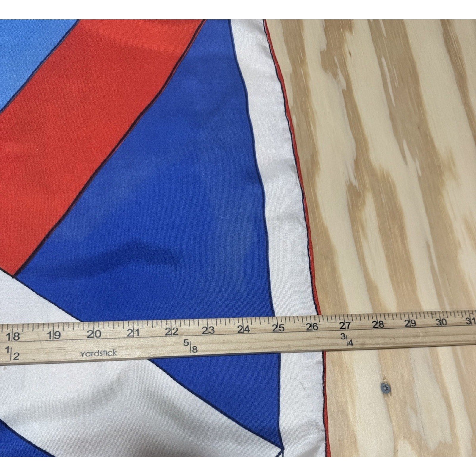 Vera Neumann Vera Op Art Silk Scarf Japan Hand Rolled Red Blue White Geometric