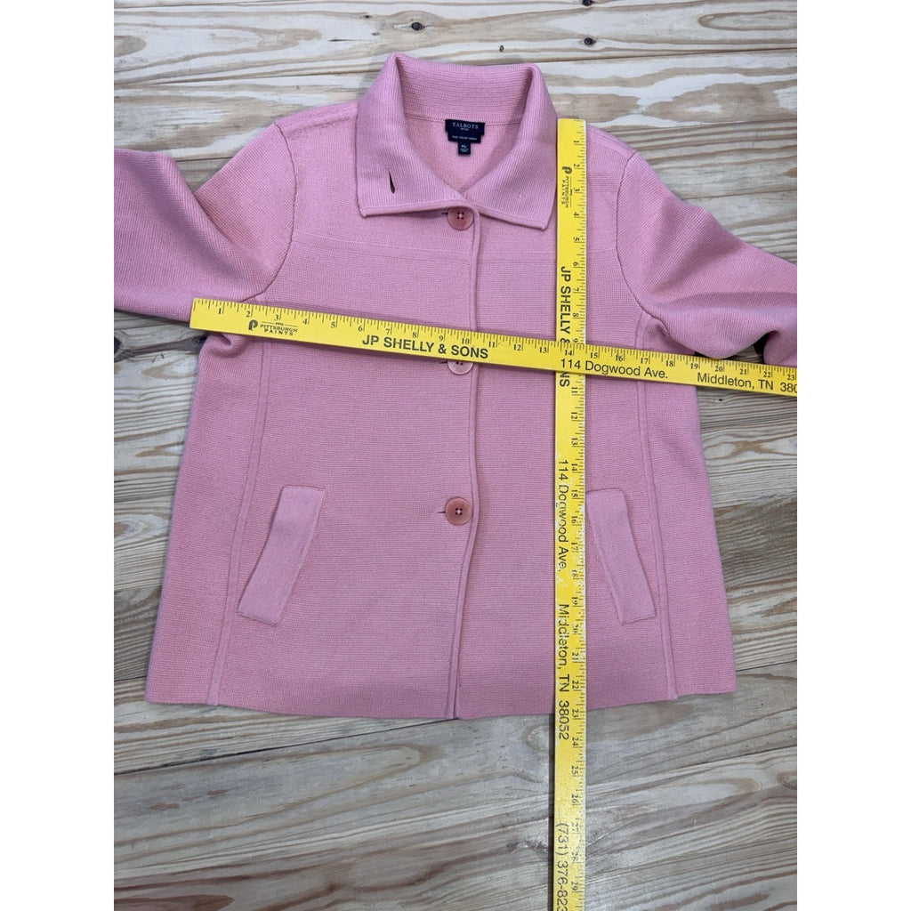 Talbots Sweater Jacket Orange Italian Merino Wool Women’s PM Button Up Coat