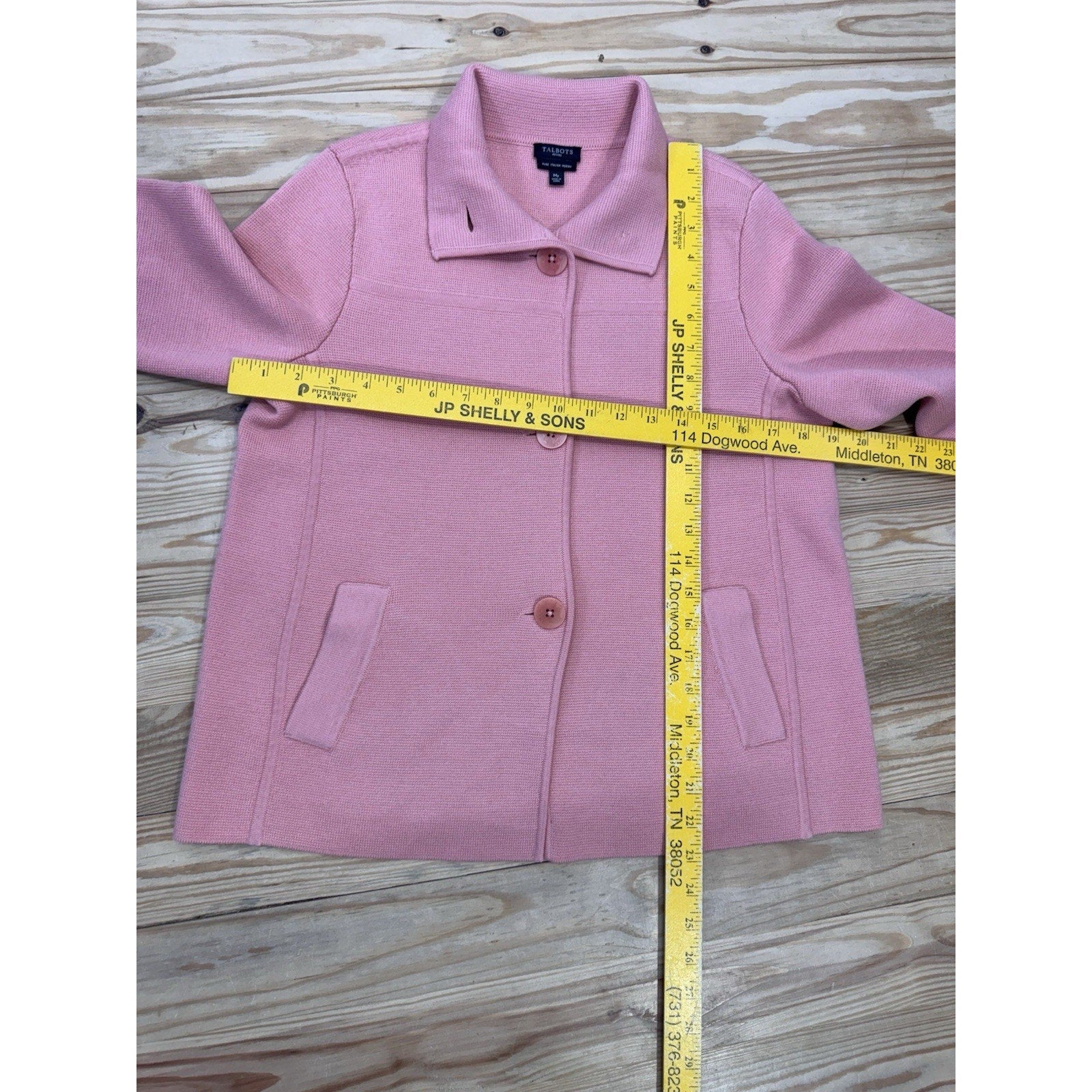 Talbots Sweater Jacket Orange Italian Merino Wool Women’s PM Button Up Coat