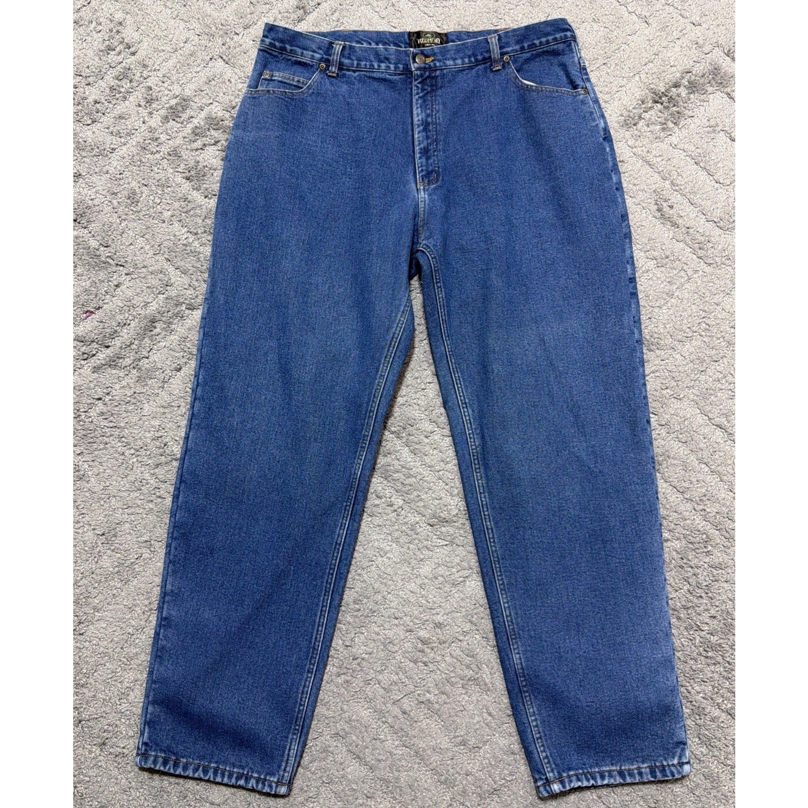 RedHead Jeans Mens 40x32 Flannel Lined Tapered Mid Rise Med Stonewash
