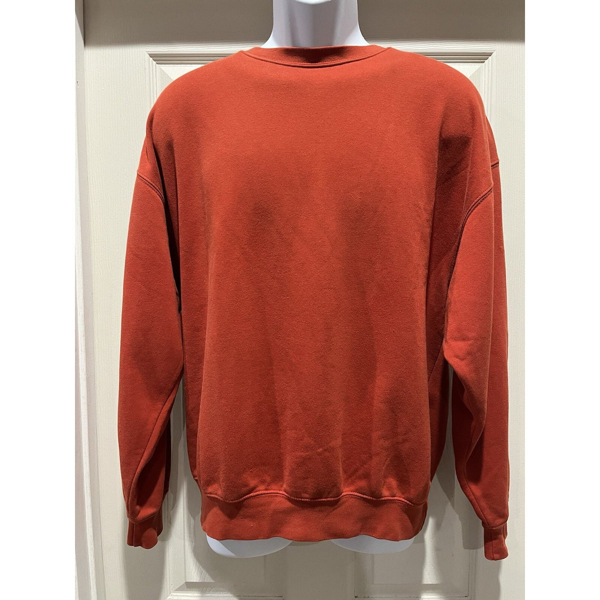 Vintage Blank St Johns Bay Sweatshirt Mens Medium M Long Sleeve Crew Neck Orange