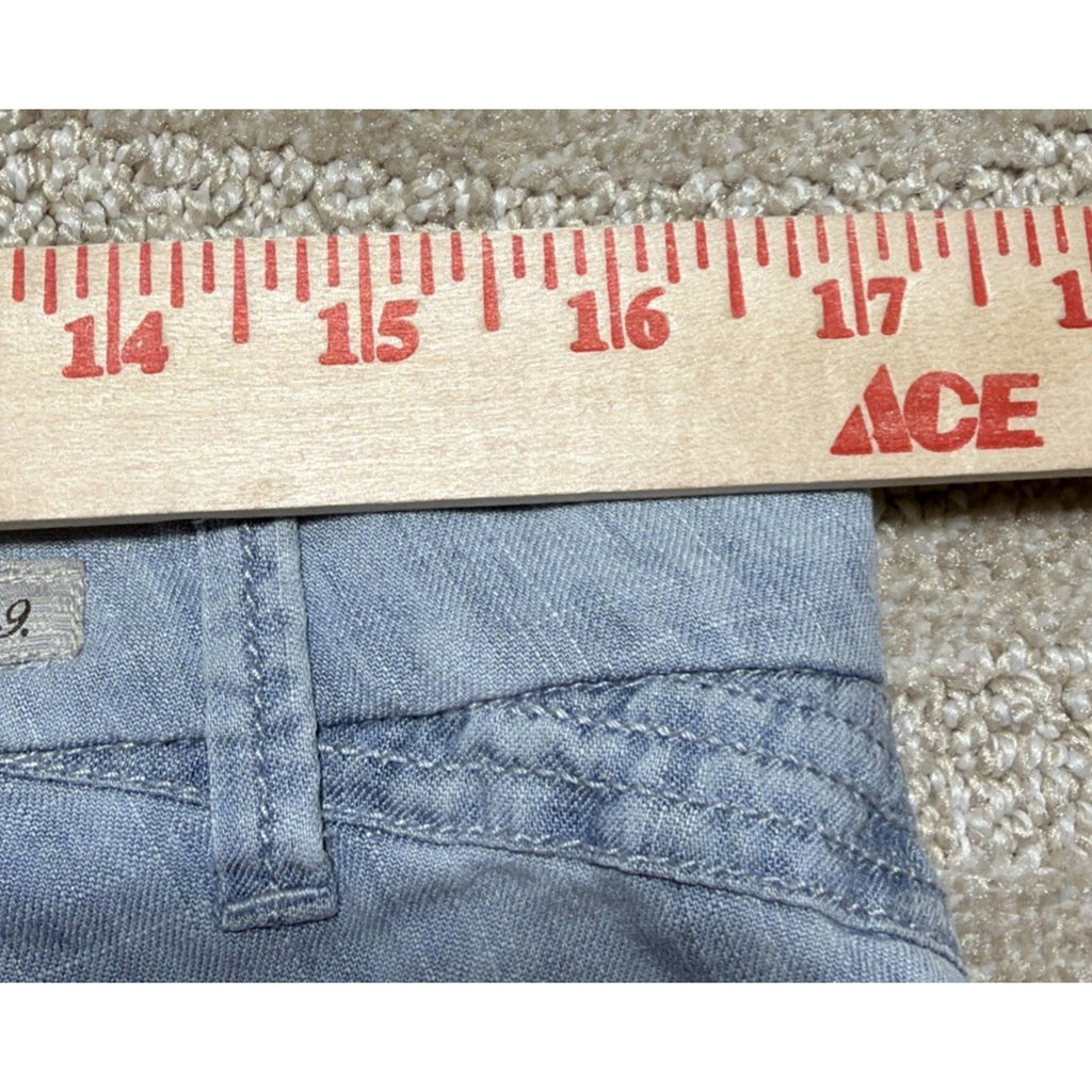 Level 99 Anthropologie Mid Rise Denim Shorts Blue Linen Women's Size 31x3”