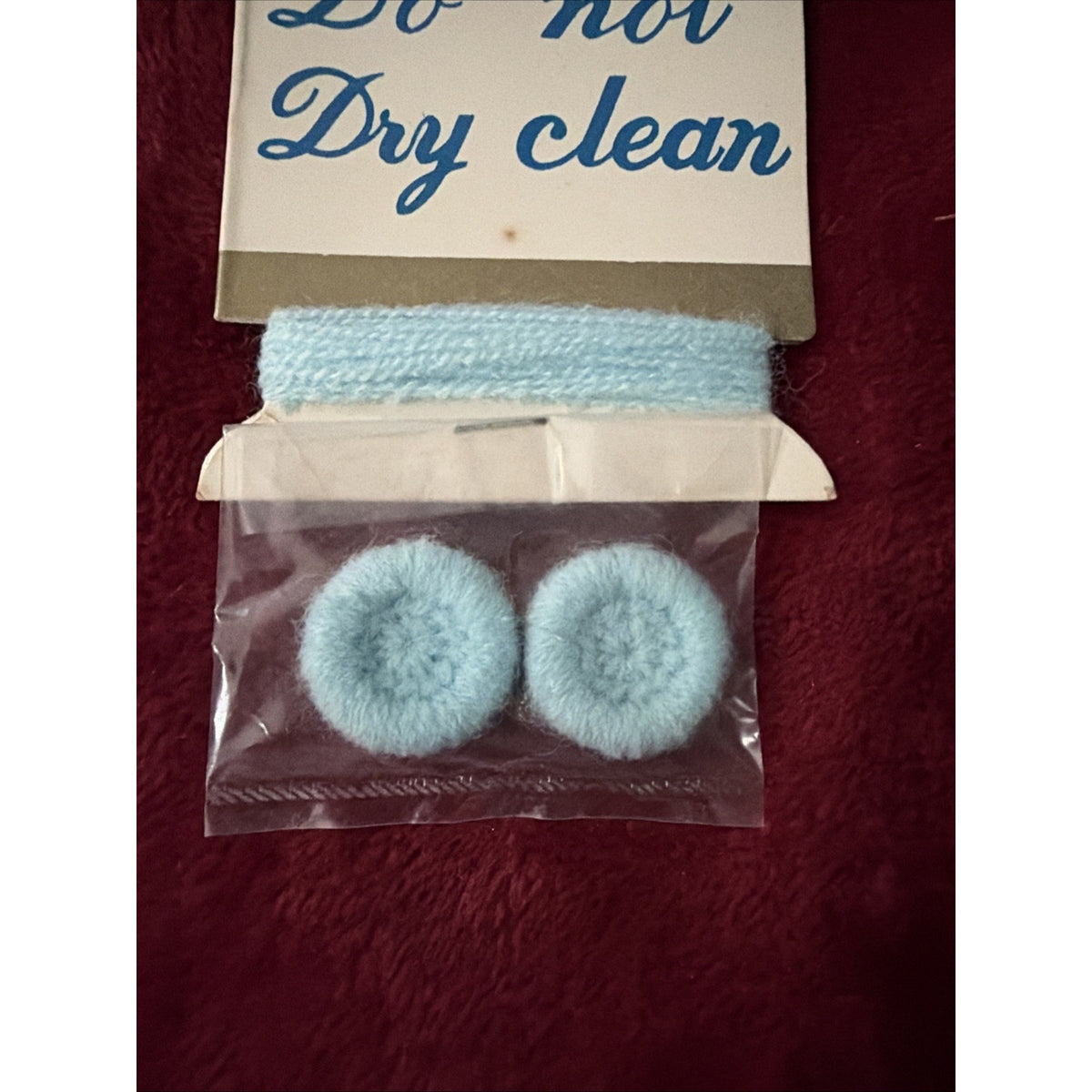 Vintage Blue Knit Covered Buttons Matching Yarn Repair Kit NOS Sewing Notions