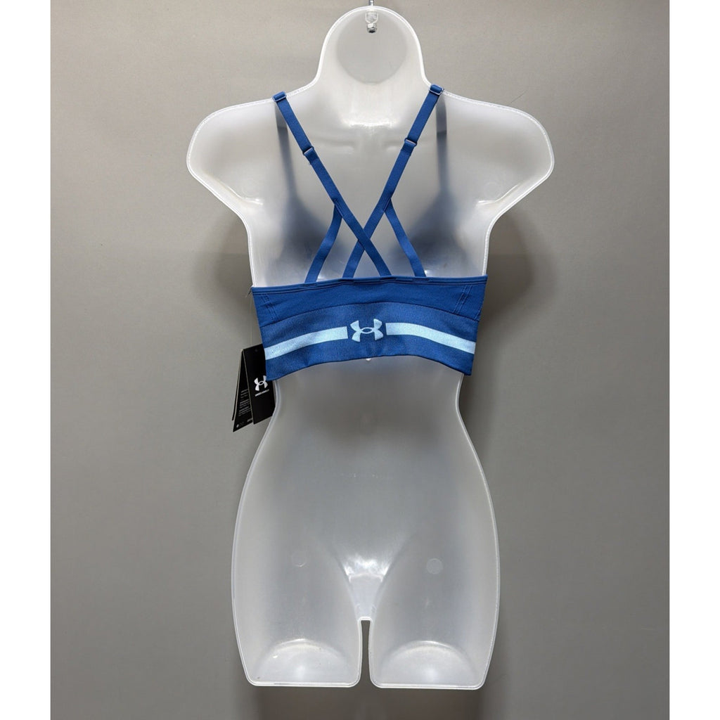 Under Armour Compression Women's Seamless Low Impact Long Sports Bra Blue NWT M
