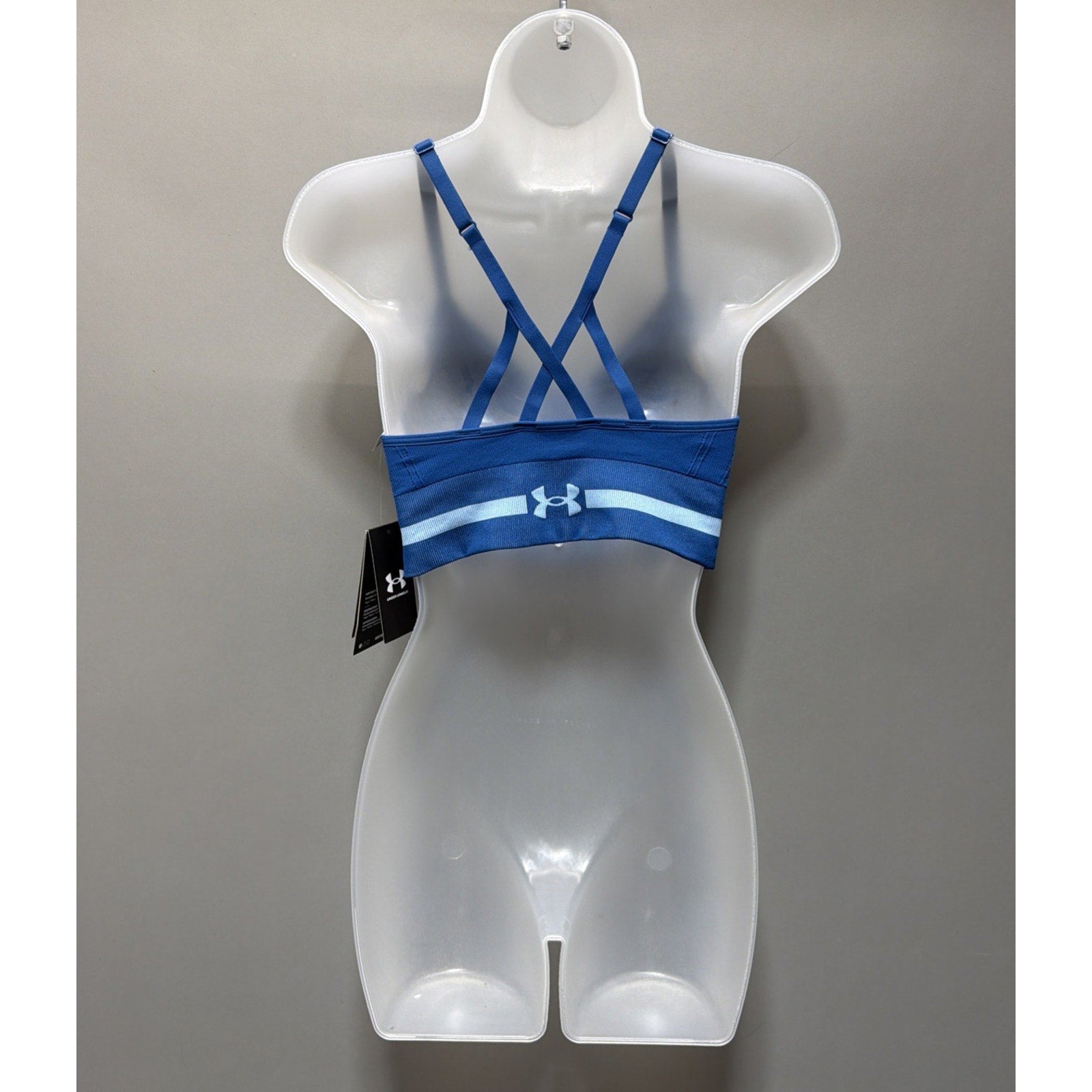 Under Armour Compression Women's Seamless Low Impact Long Sports Bra Blue NWT M