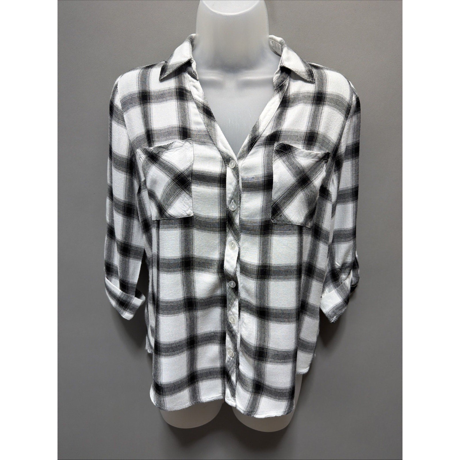 By & By Button Down Shirt Size S Plaid Western Country Hipster Geek