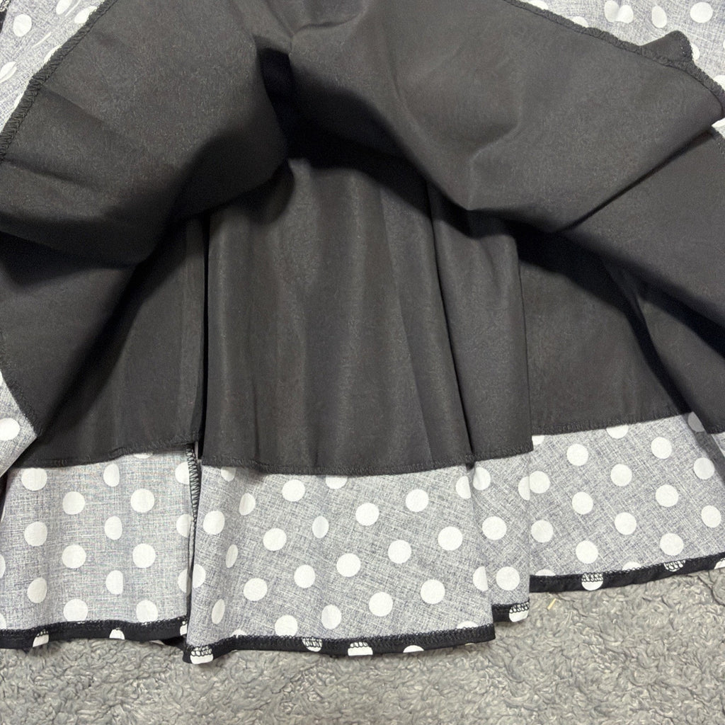 Black Butterfly Retro Black and White Polka Dot Swing Skirt Girls 9-10 NWT