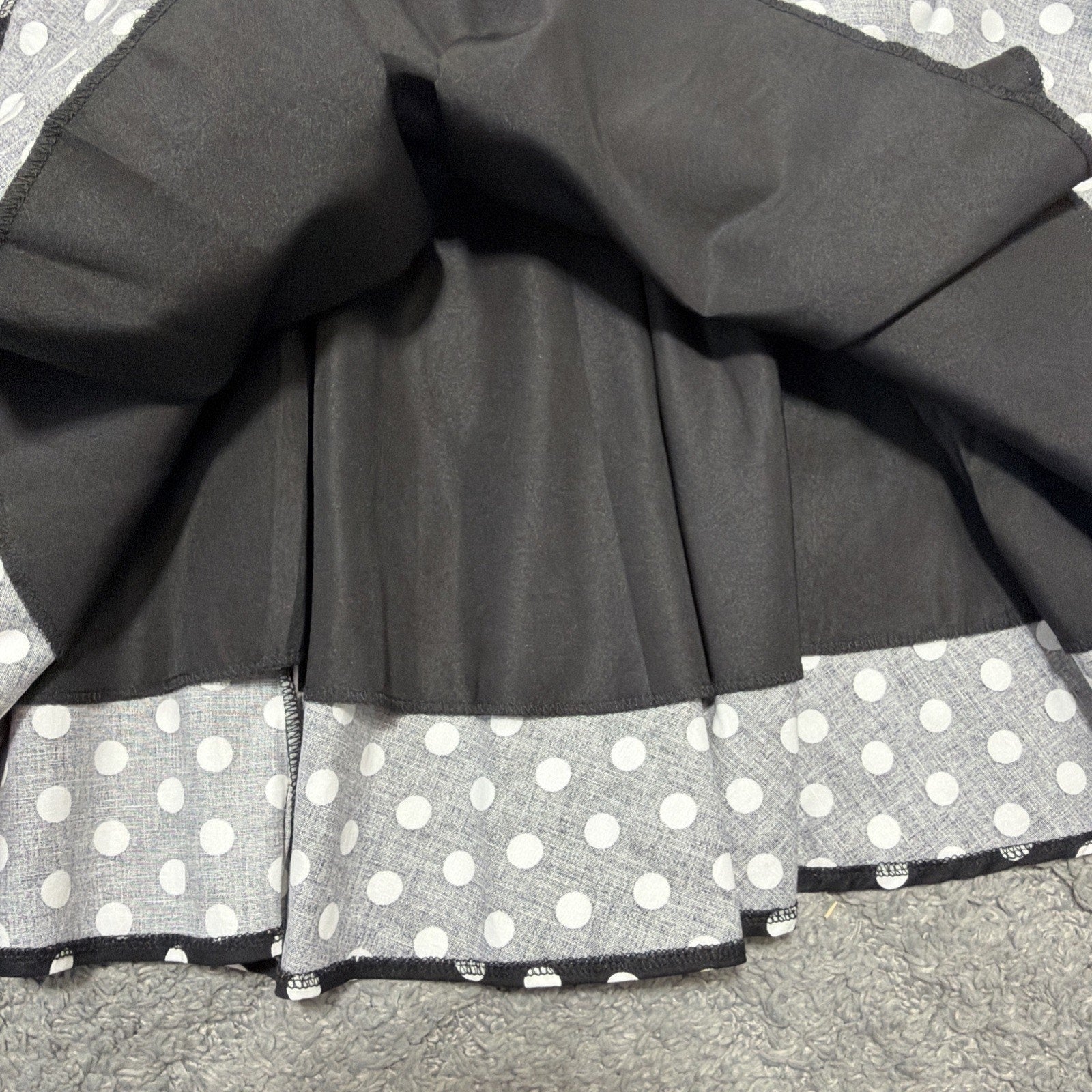 Black Butterfly Retro Black and White Polka Dot Swing Skirt Girls 9-10 NWT