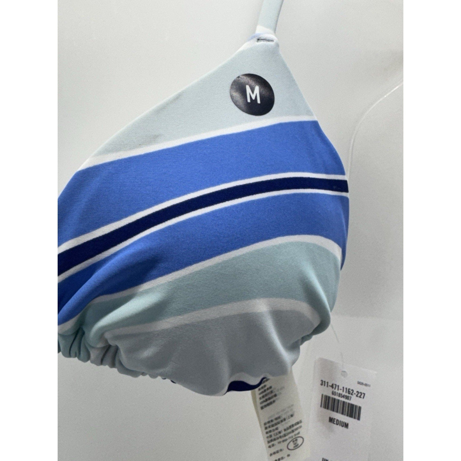 Holister Bikini One Piece Swimsuit Top Blue Striped Women’s Size Medium NWT