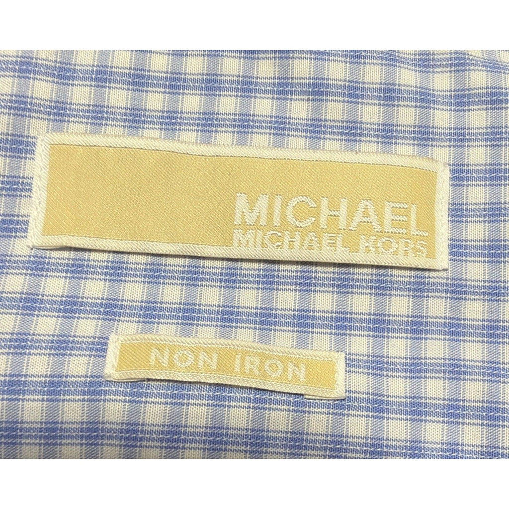 Michael Kors Non Iron Men's Spread Collar Dress Shirt Size 15.5 32/33 M Blue