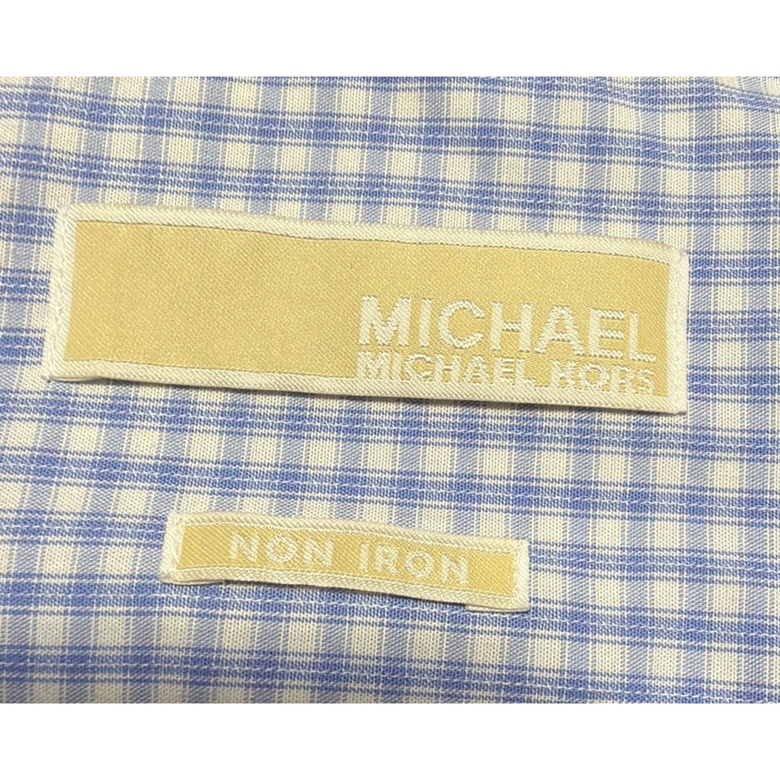 Michael Kors Non Iron Men's Spread Collar Dress Shirt Size 15.5 32/33 M Blue