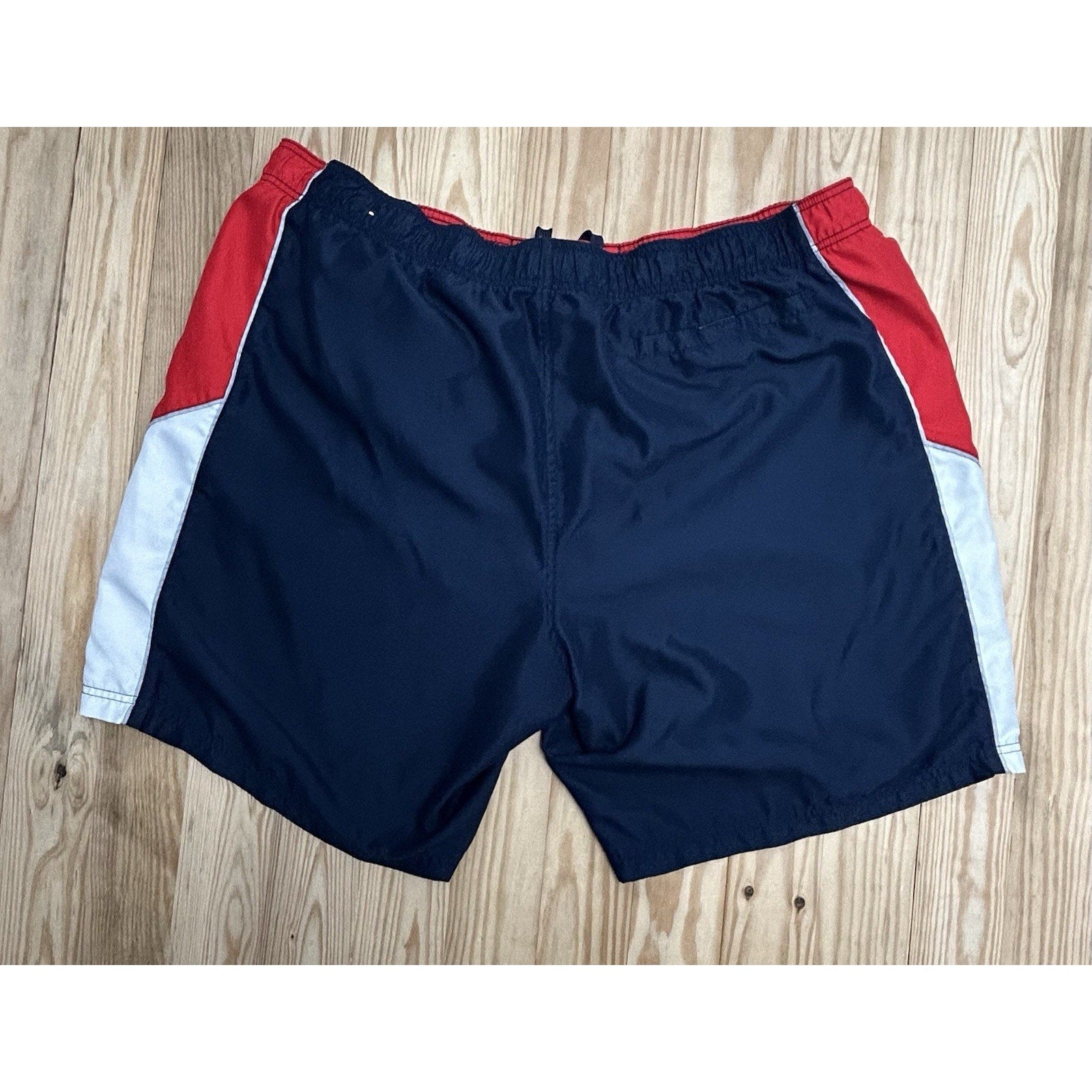 Vintage OP Ocean Pacific swim trunks board shorts size 3XL 48-50Blue Red w/Liner