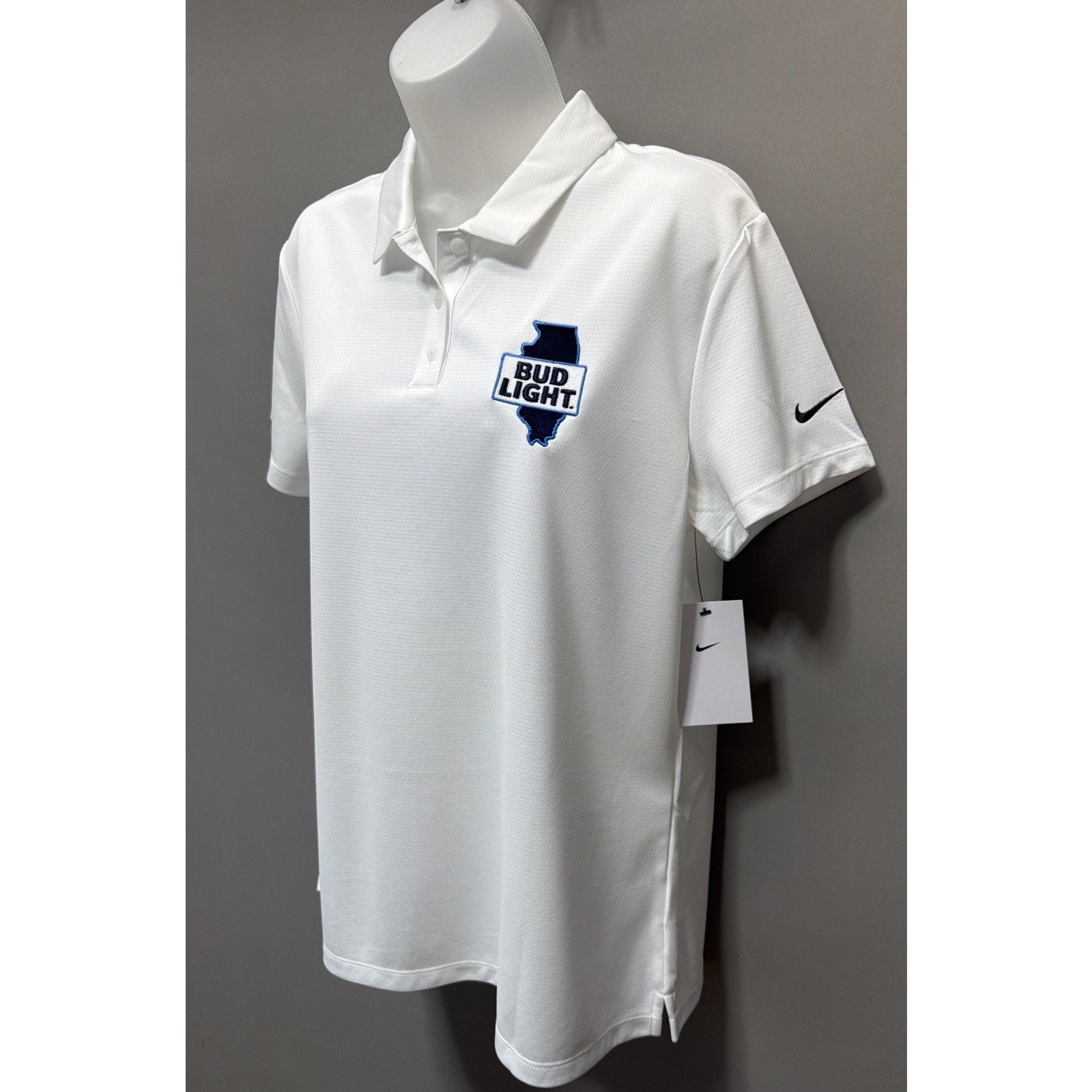 Nike Golf Polo Shirt Womens L White Dri-Fit Bud Light Golf New With Tags