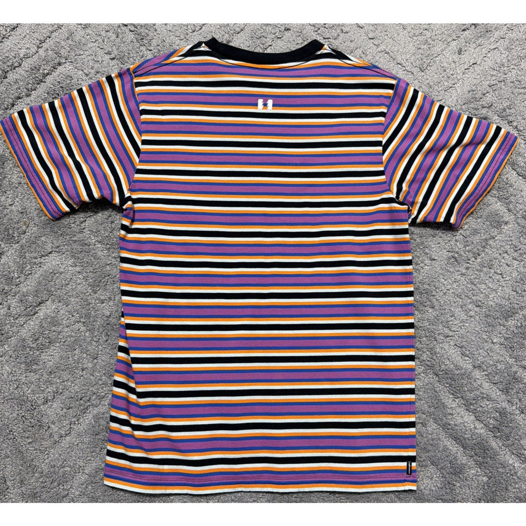 The Hundreds Men Shirt Medium Pink Striped Logo Embroidered Short Sleeve