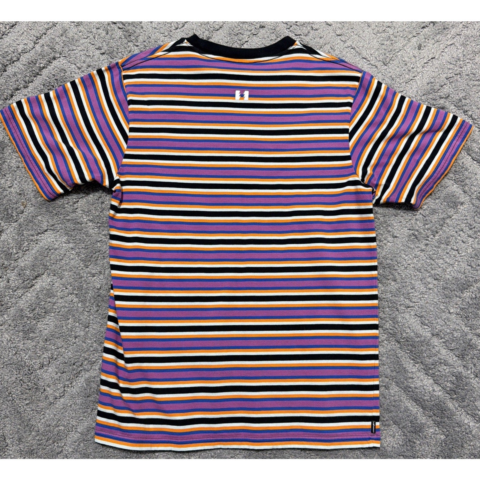 The Hundreds Men Shirt Medium Pink Striped Logo Embroidered Short Sleeve