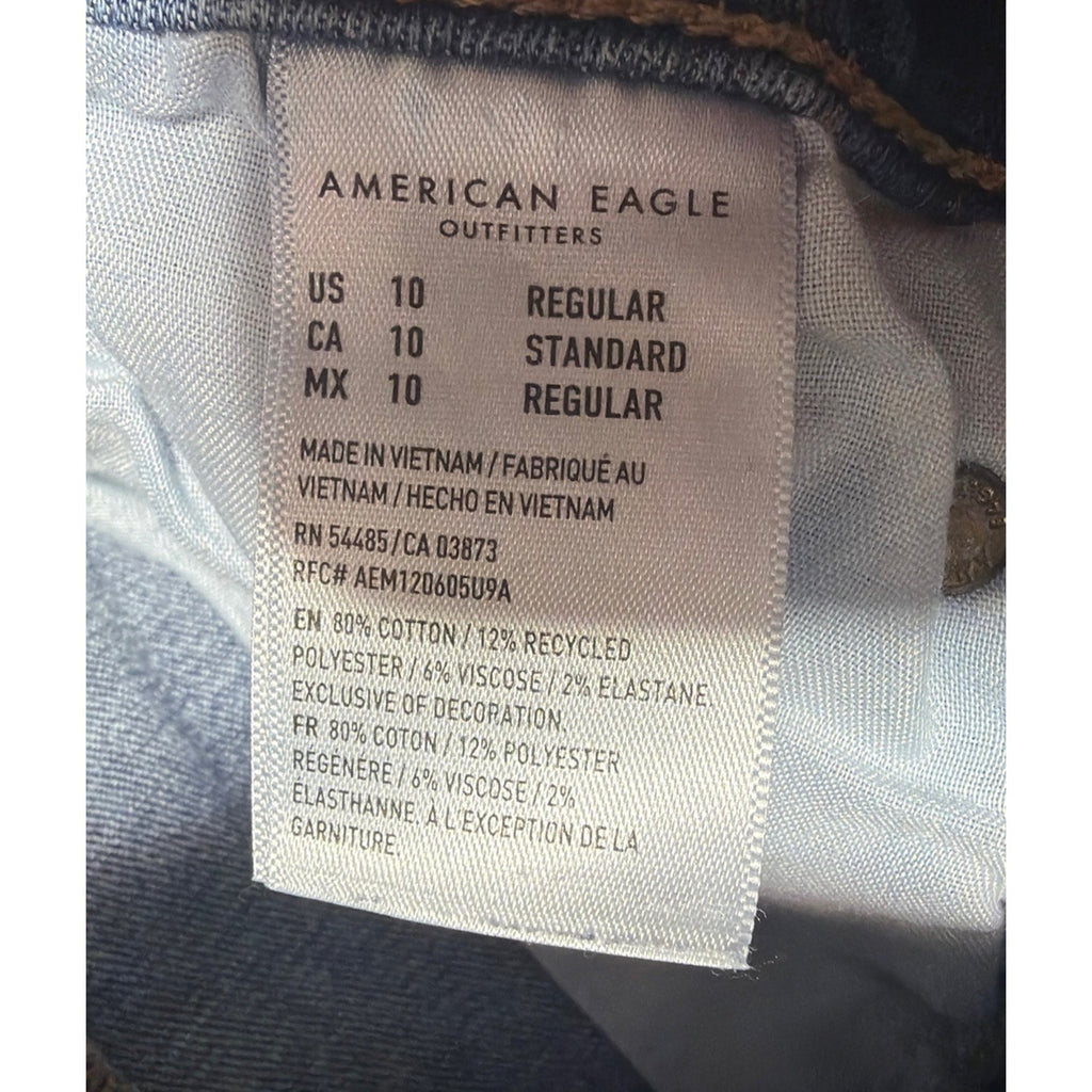 American Eagle Jeans Womens 10 Blue Super Hi-Rise Flare Stretch Denim 29x30