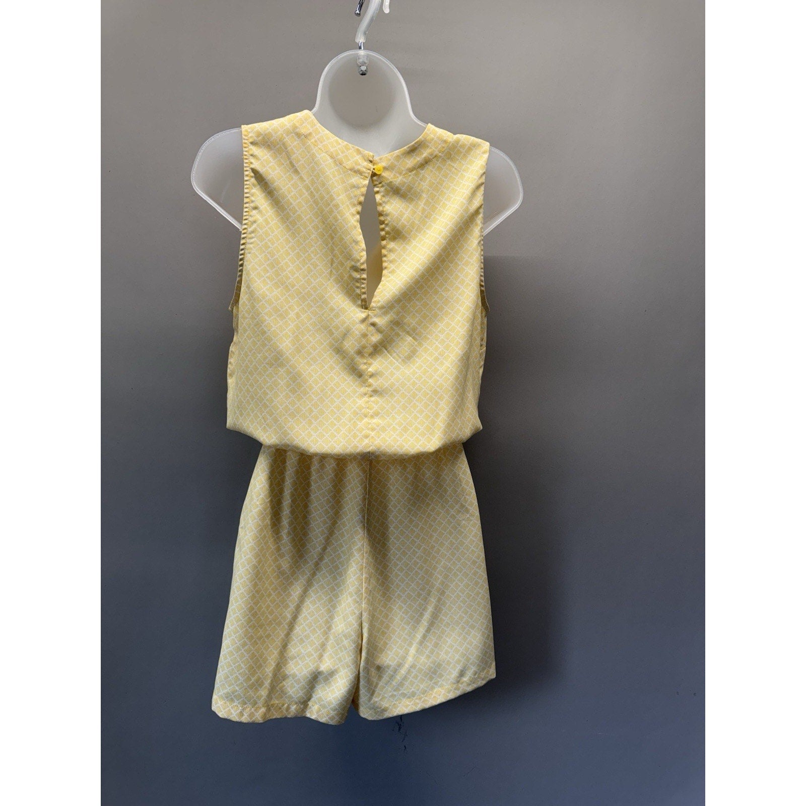 Banana Republic Yellow Geometric Romper Womens Small Sleeveless Drawstring Pocke