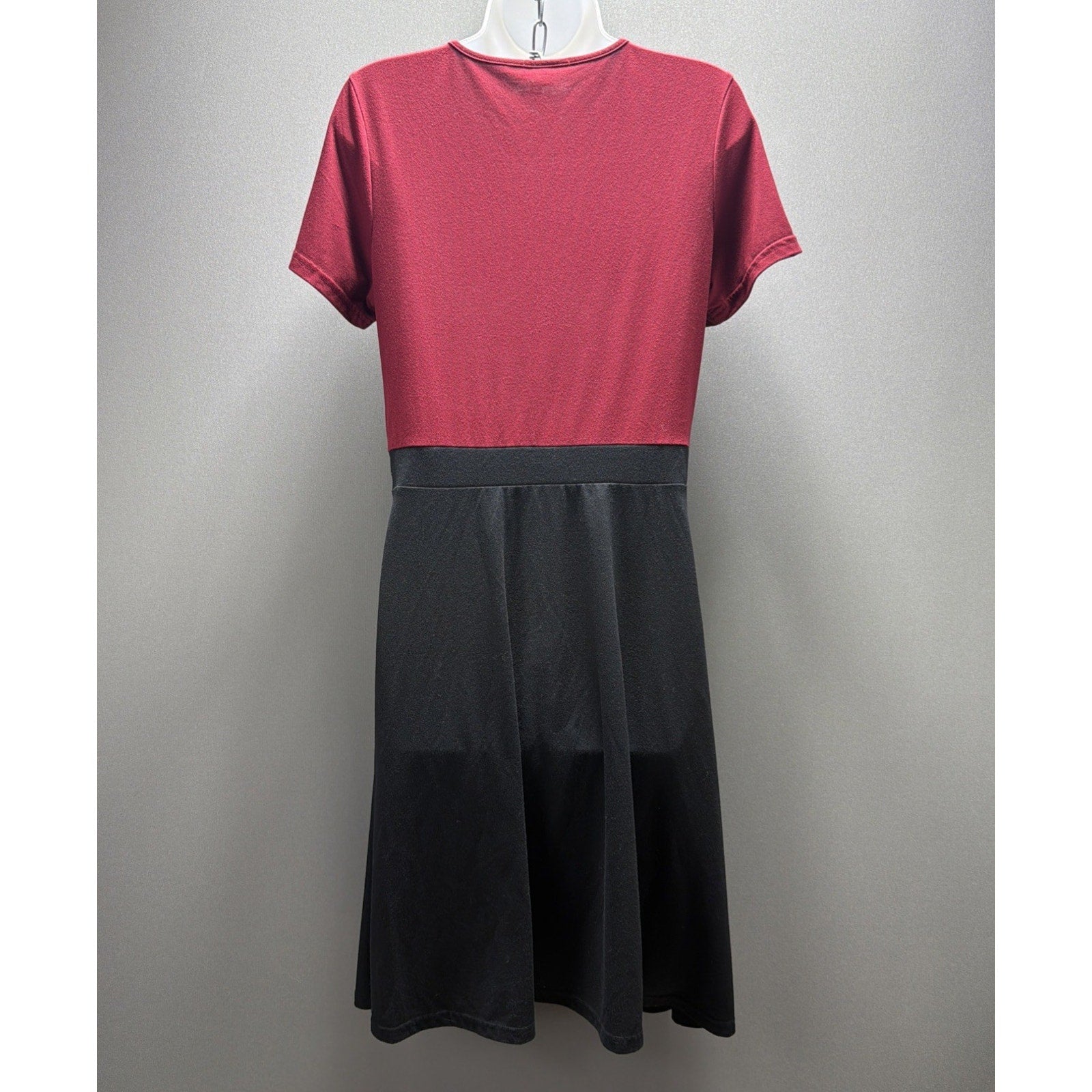 Berydress Women’s L Burgundy Black Color Block Midi Dress Fit Flare Button Front