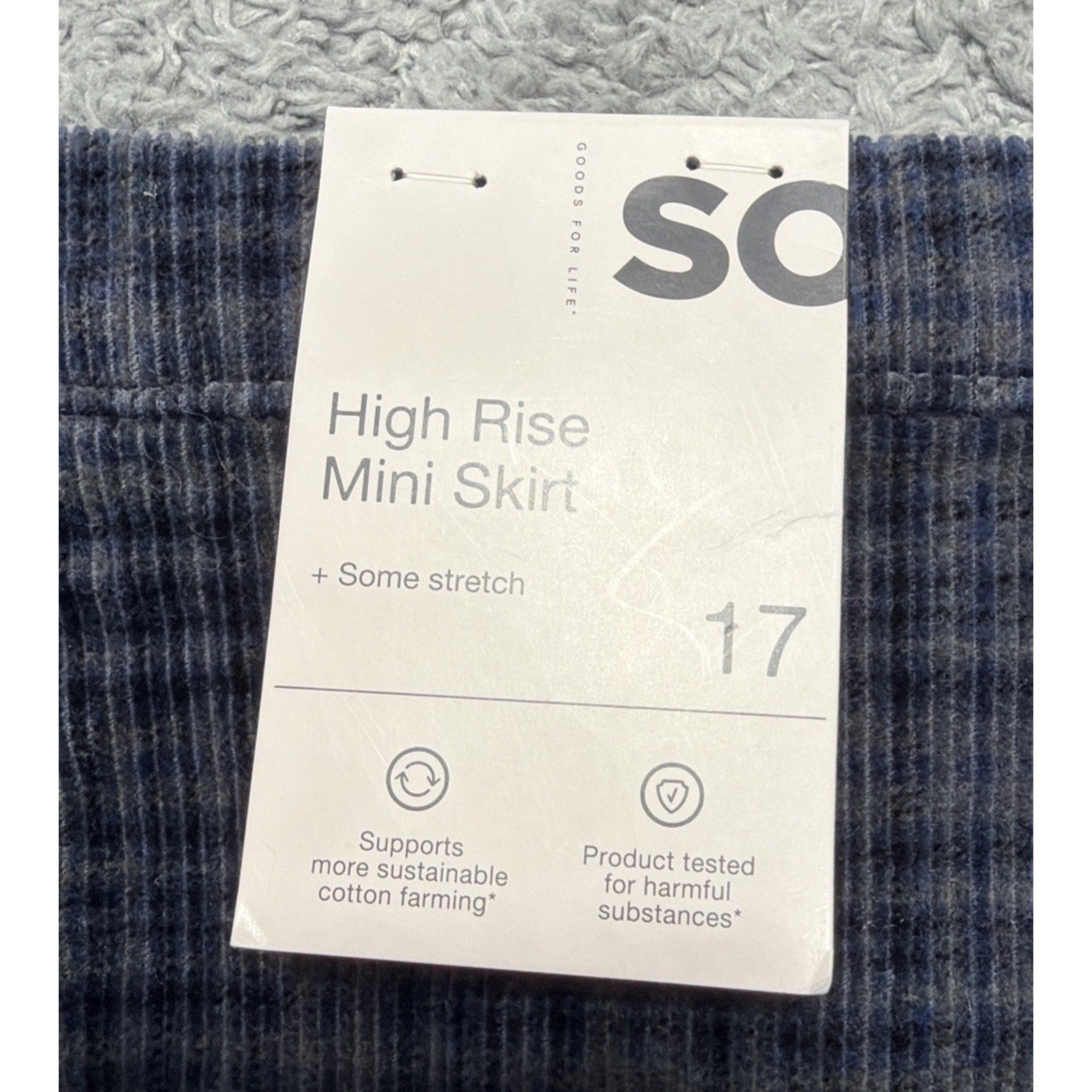 So High Rise Mini Skirt Size 17/33 Navy Black Lace Up Tie Zipper NWT