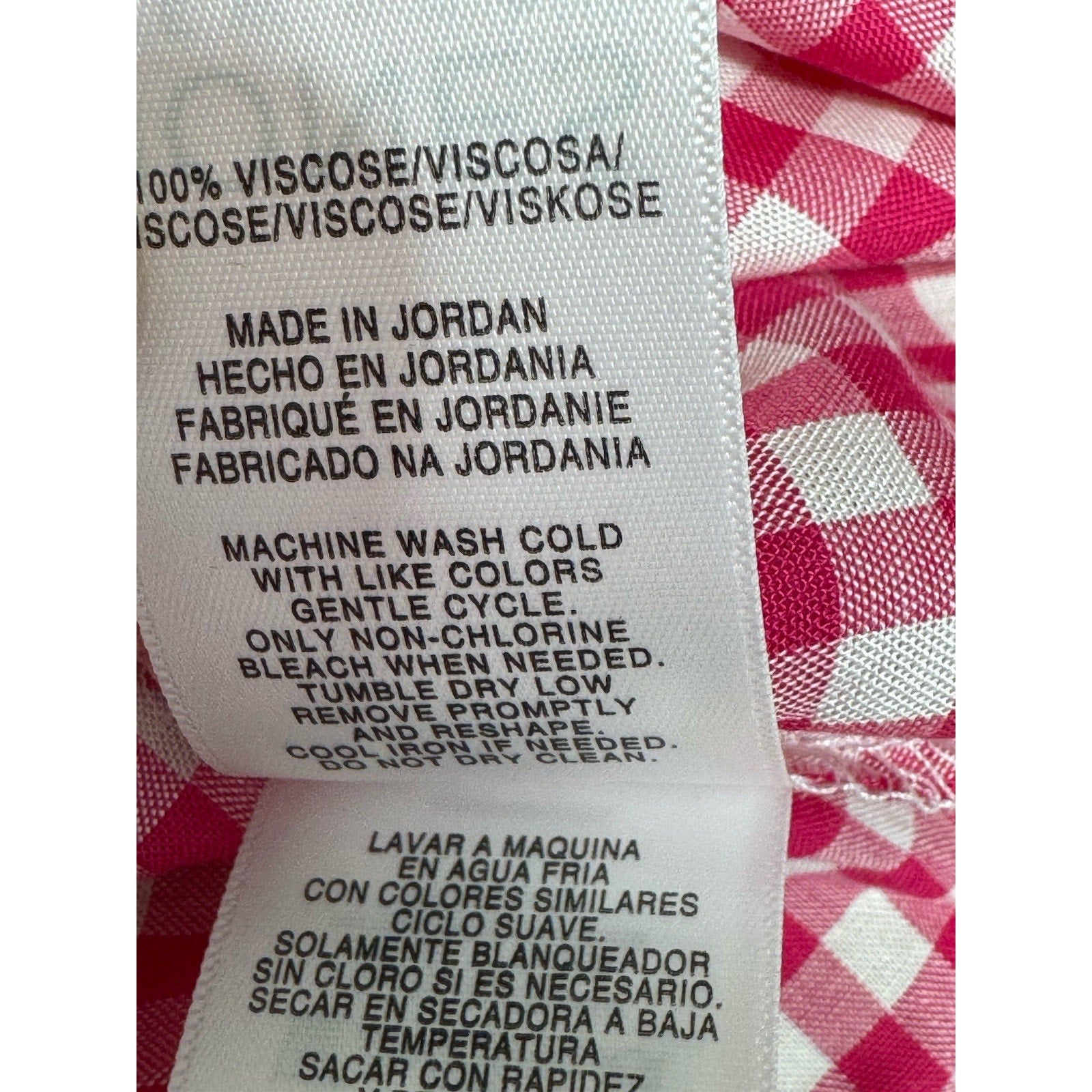 Jones New York Button Down Tie Pink White Gingham Blouse Women’s Size XXL NWT