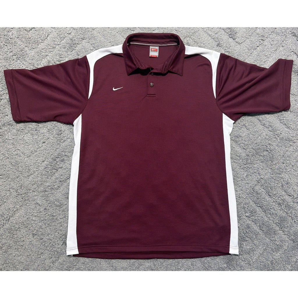 Nike Men's L Team Gameday Training Fit Dry Polo Shirt Embroidered Maroon White