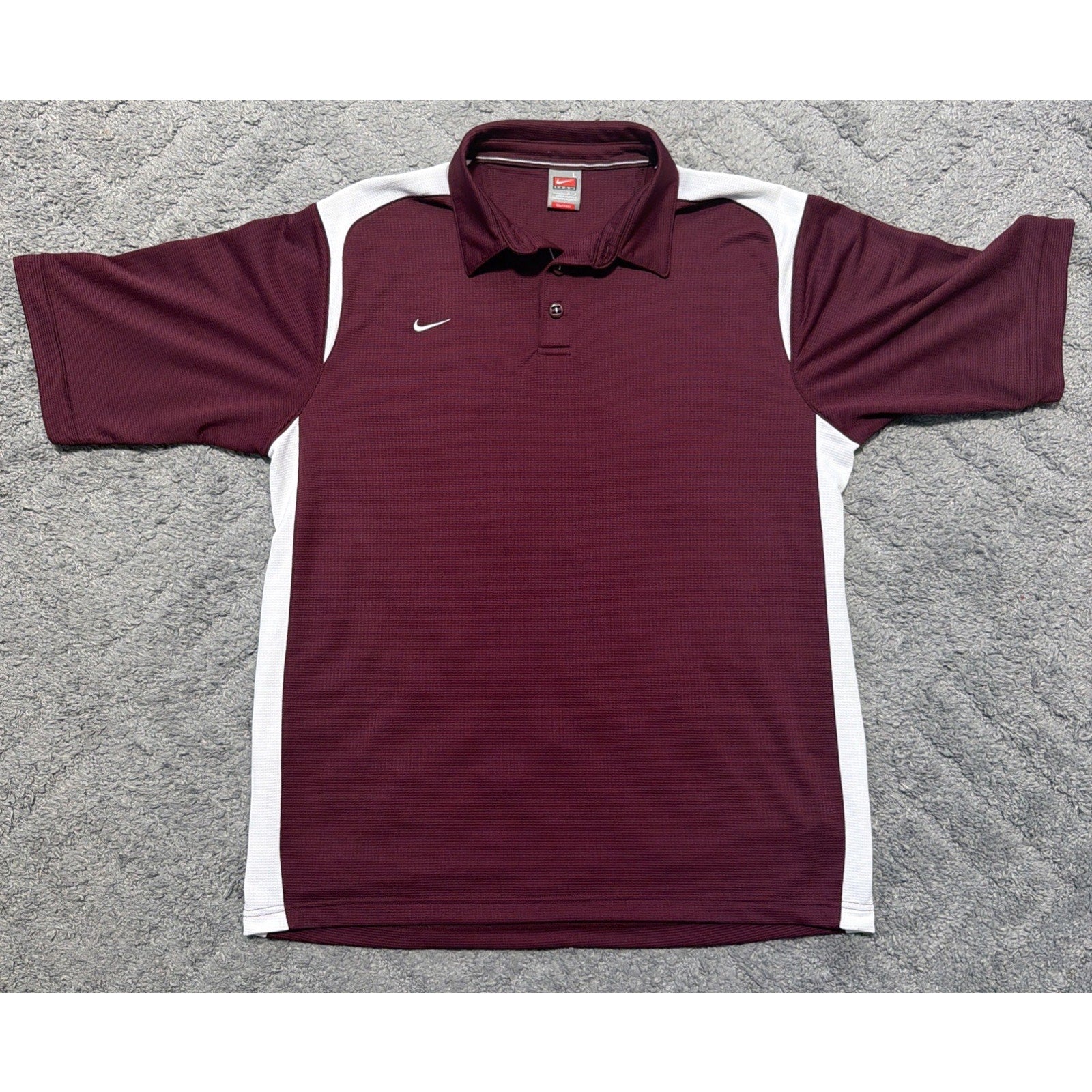 Nike Men's L Team Gameday Training Fit Dry Polo Shirt Embroidered Maroon White