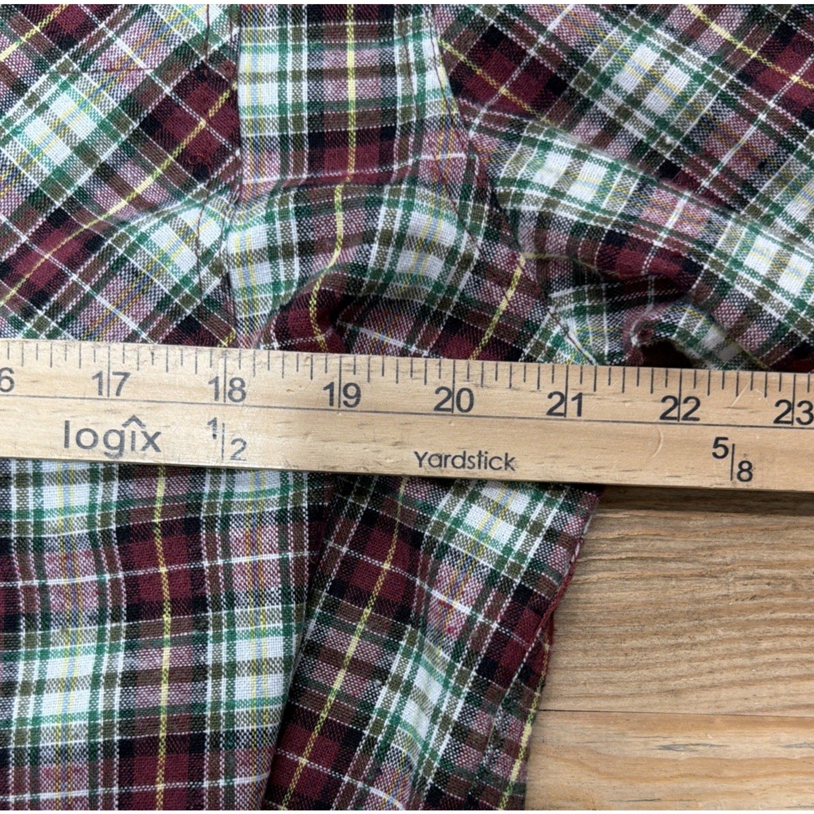 RQQBA Shirt Mens XL Green Red Long Sleeve Flannel Plaid Button Up Outdoor