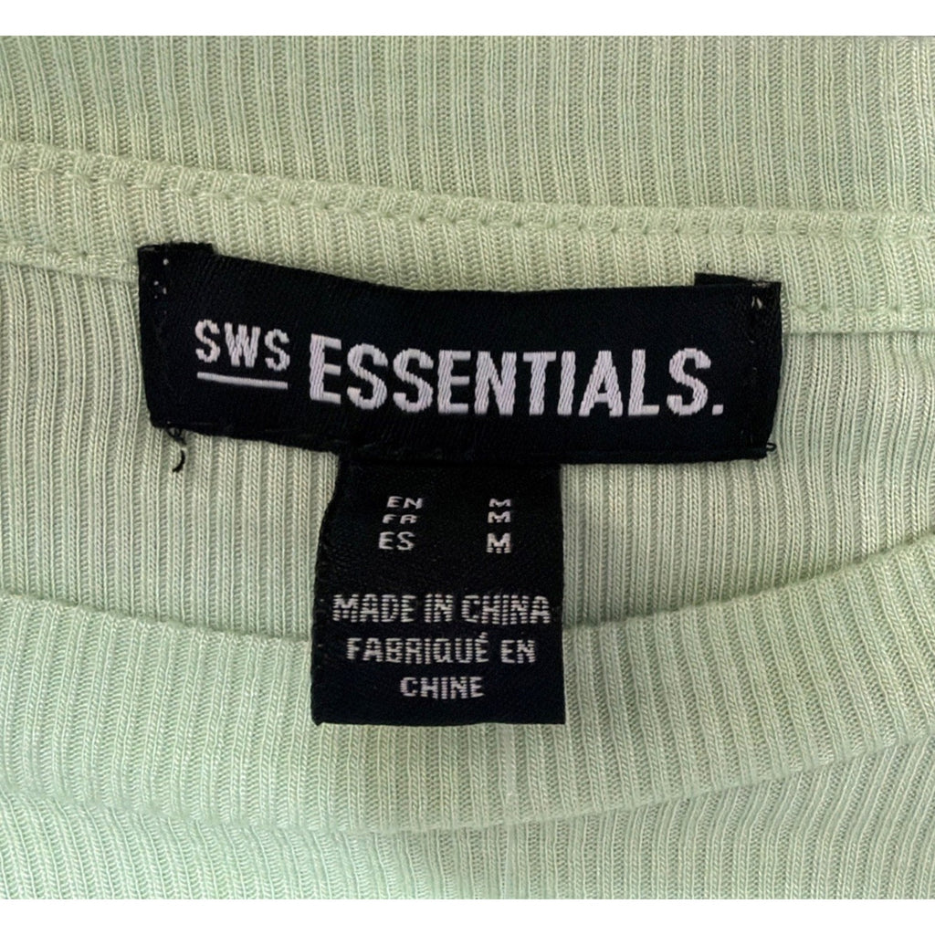 SWS Essentials Ribbed Long Sleeve Crop Green Juniors M NWT