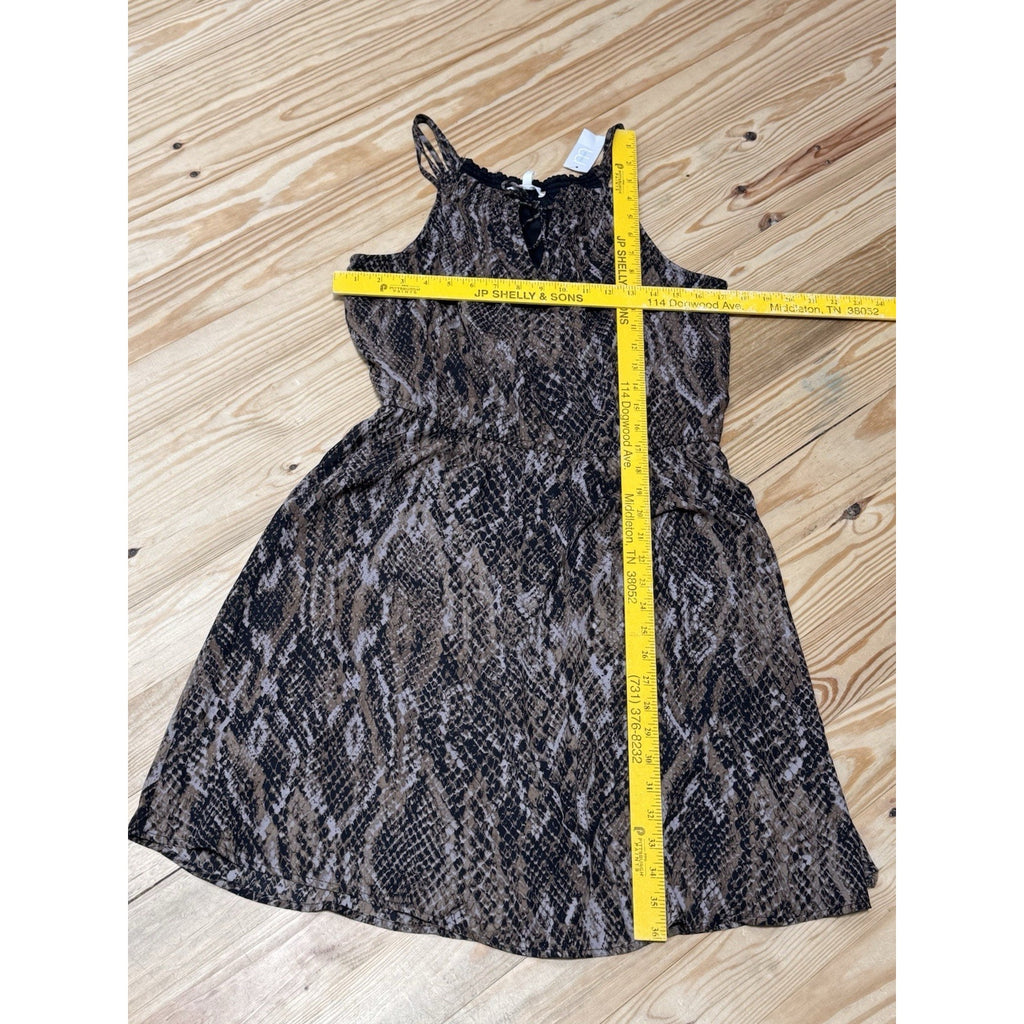 Maurices Snakeskin Elastic Waist Lined Dress Brown Women’s Size Medium NWT