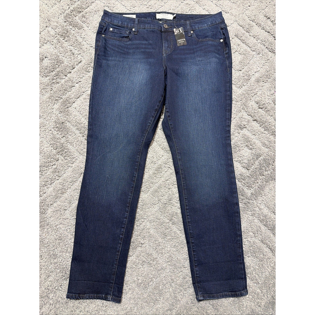 New Torrid Boyfriend Jeans Womens Plus 18 Stretch Dark Wash Mid Rise Denim Jeans