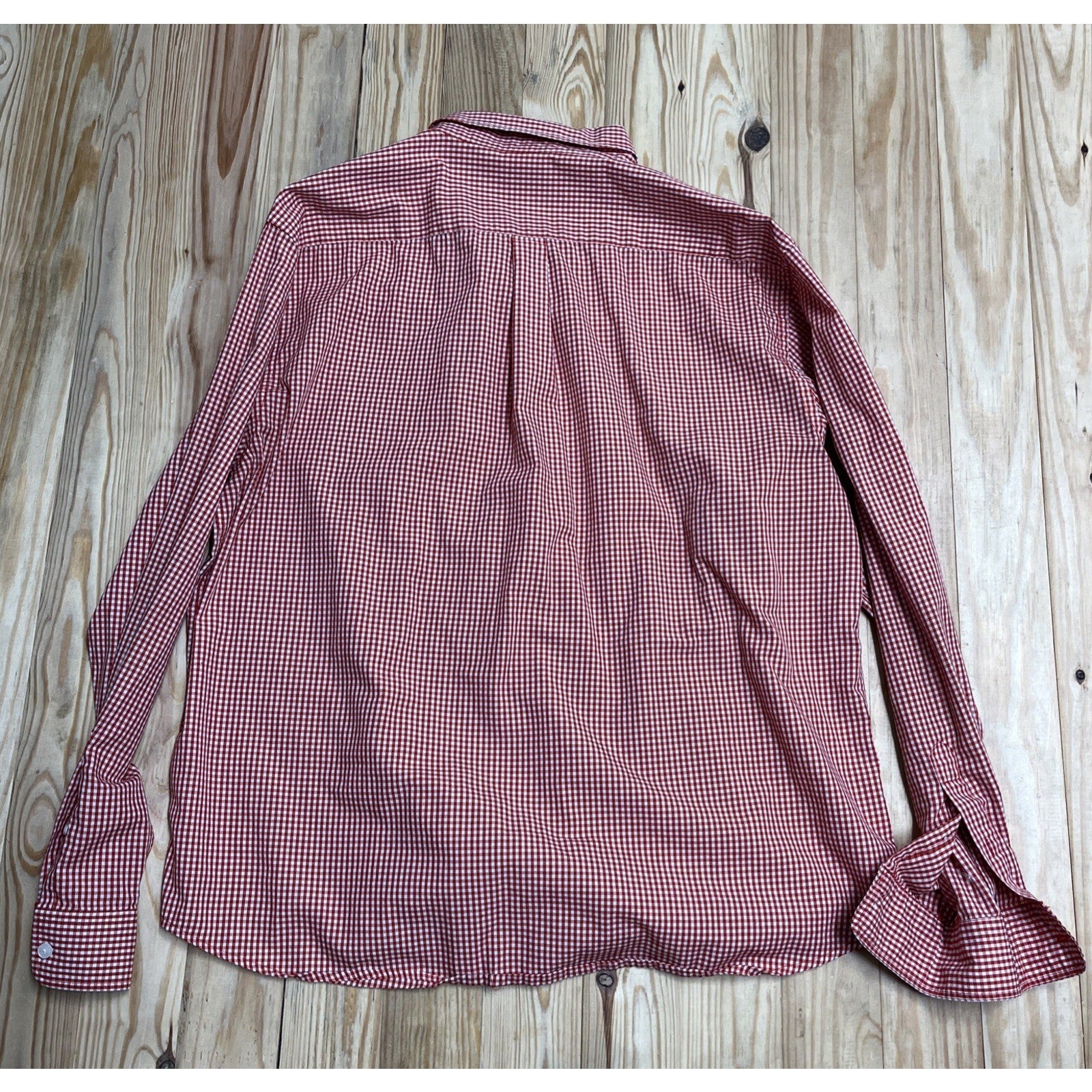 Dockers Shirt Mens XL Red White Gingham Long Sleeve Collared Button Up Pocket