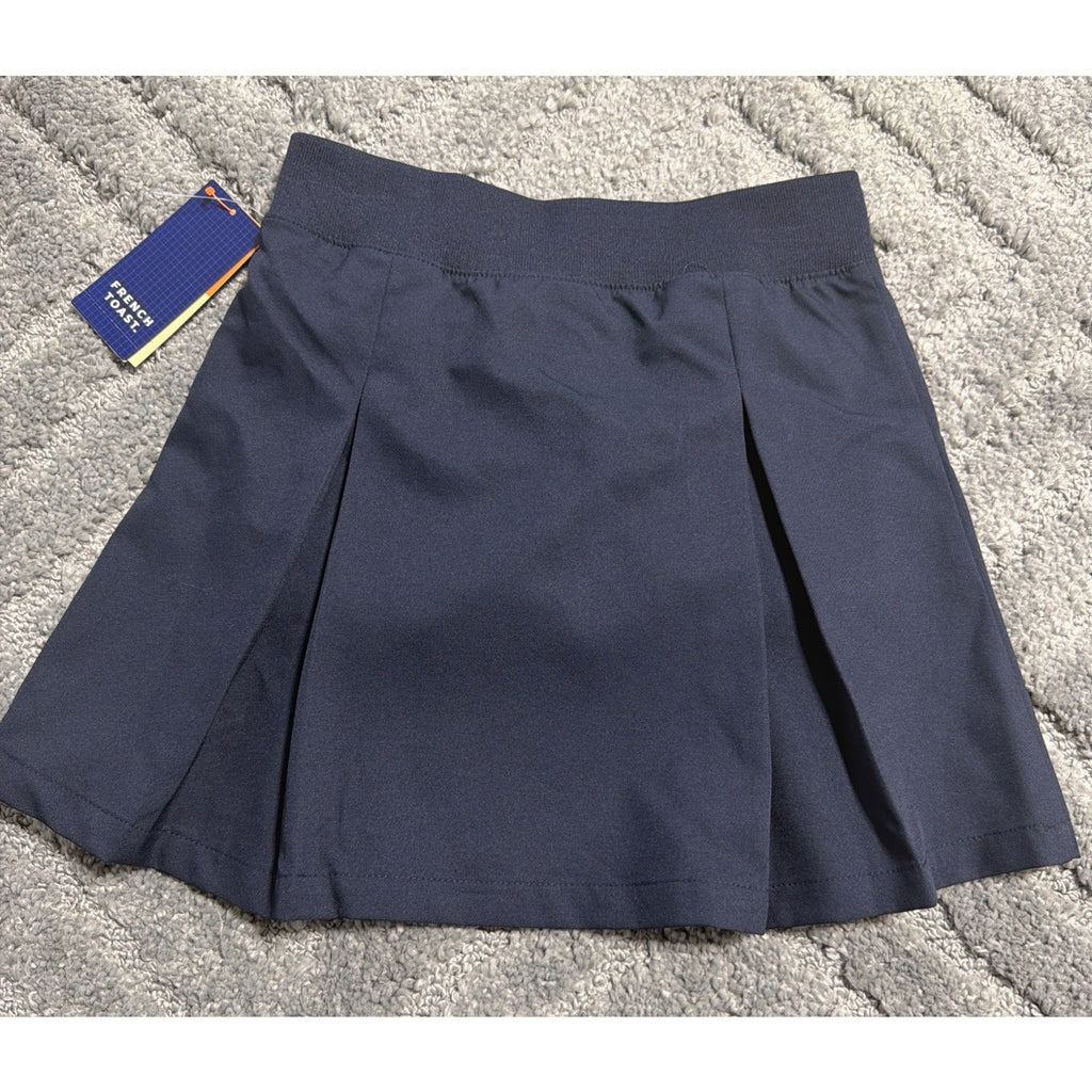 French Toast Girls sz 7 Blue Pleated Skort Bow Stretchy Skirt w/ Shorts