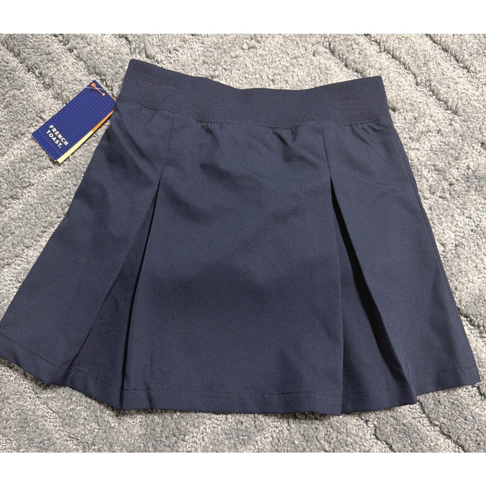 French Toast Girls sz 7 Blue Pleated Skort Bow Stretchy Skirt w/ Shorts