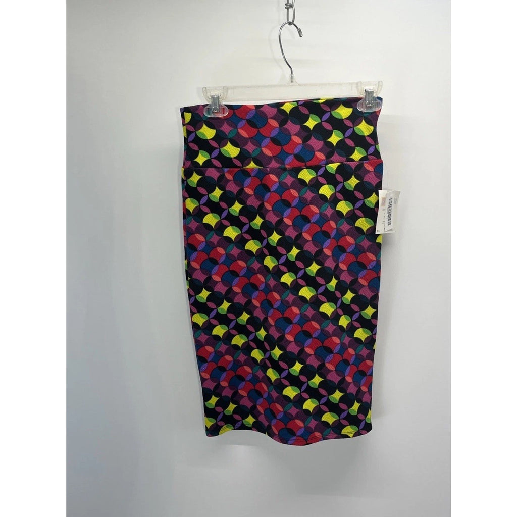 NWT LulaRoe Cassie Skirt Psychedelic Mod Trippy Purple Red Illusion Wiggle XS