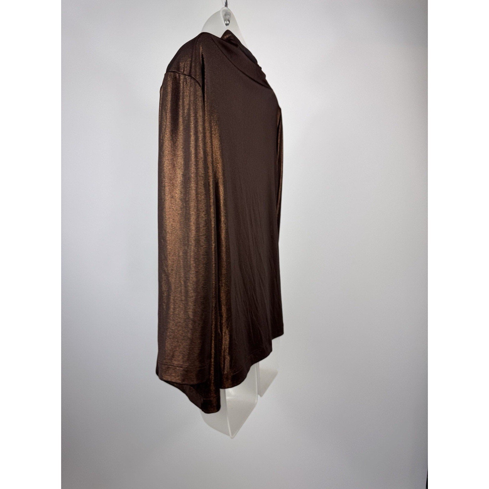 Chico's Traveler gold glittery open 3/4 sleeve easy care top Size 2/Large